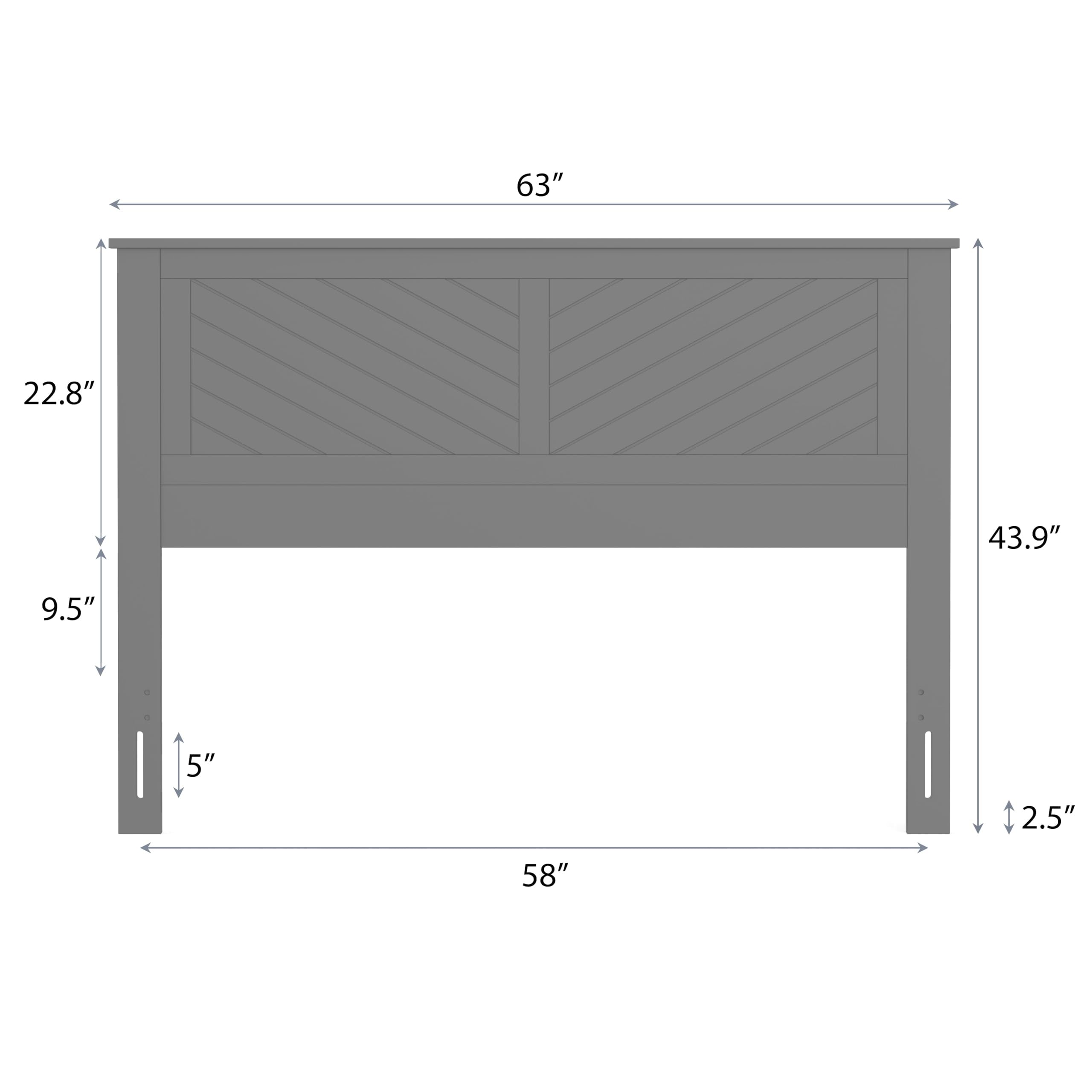 Serene Solid Wood Headboard with Chevron Scoring in White – image 9
