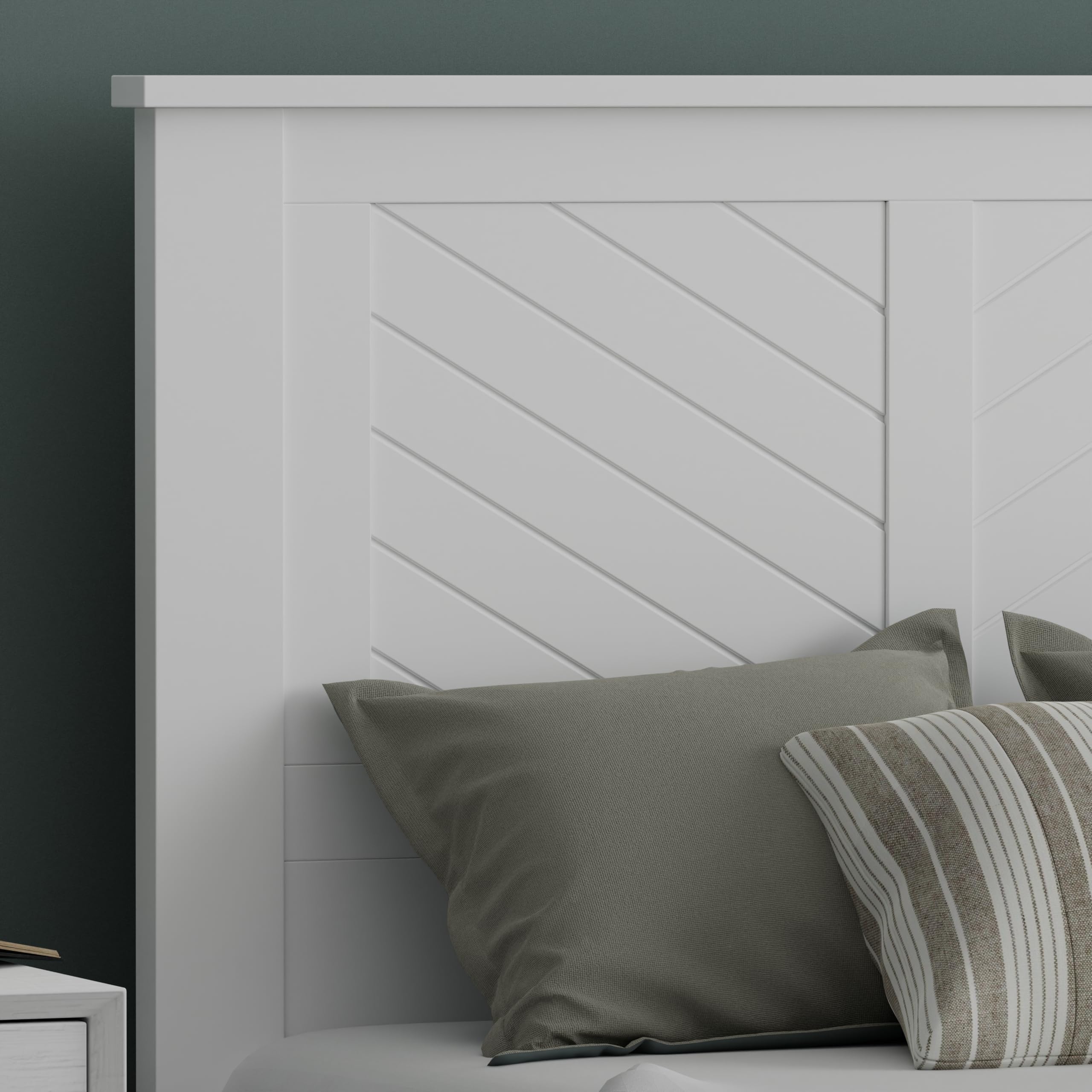 Wood Headboard with Chevron Scoring in White – image 3