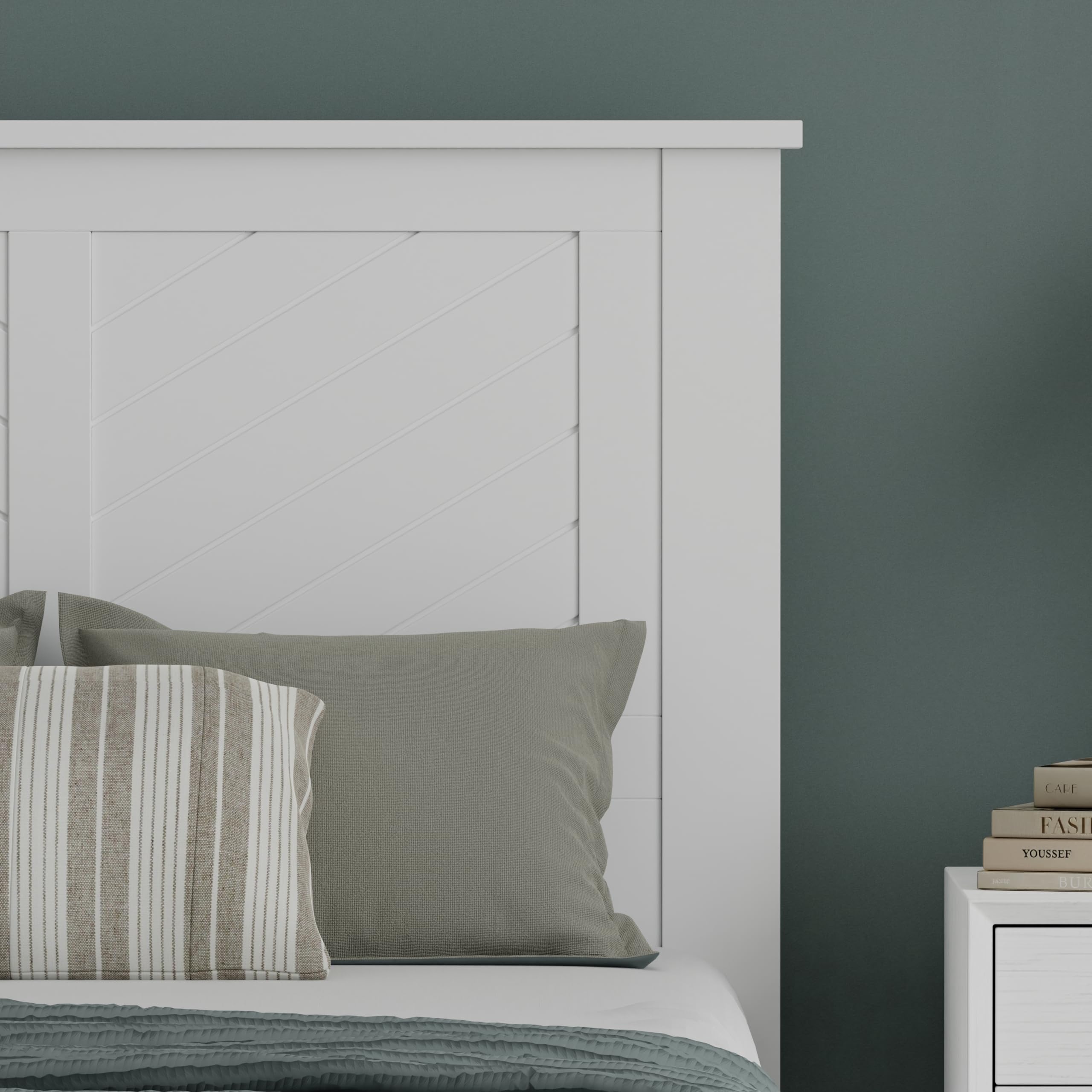 Wood Headboard with Chevron Scoring in White – image 4
