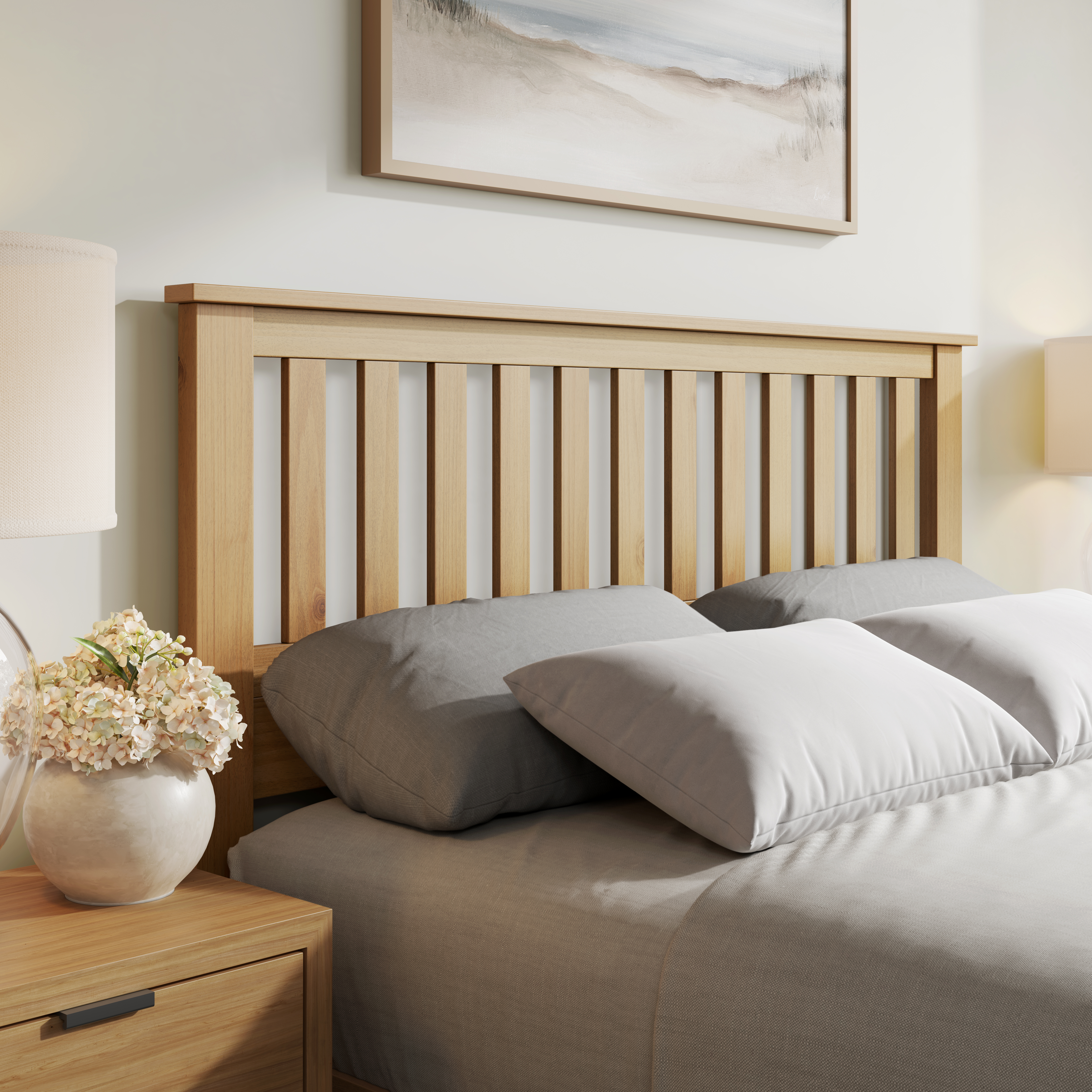 ComfIQ Serene Solid Wood Clean-Line Headboard in Pine