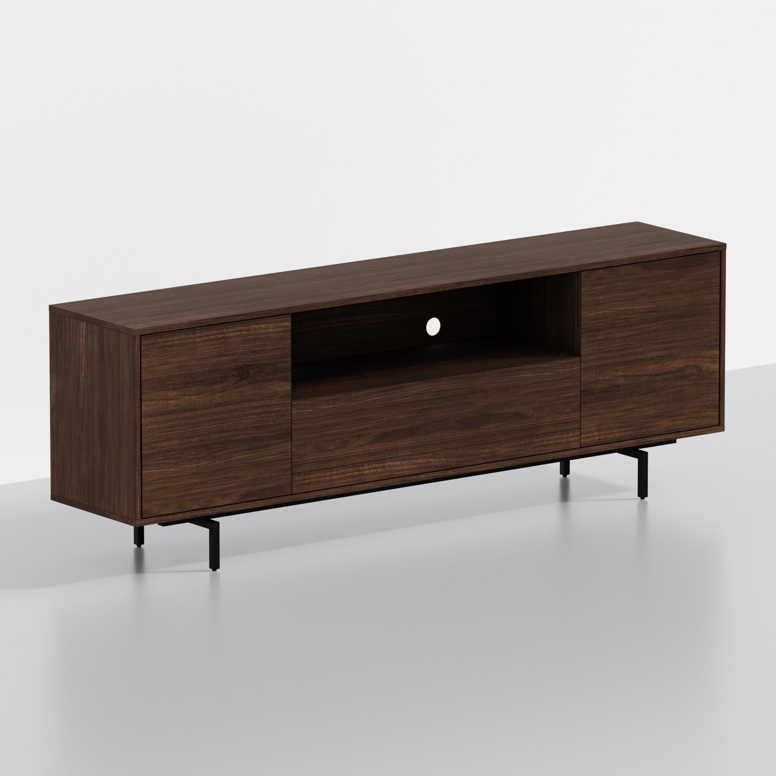Norrhaus 75 x 26 Inch Modern TV Stand with Center Channel Speaker Shelf and Flip Down Door – image 4