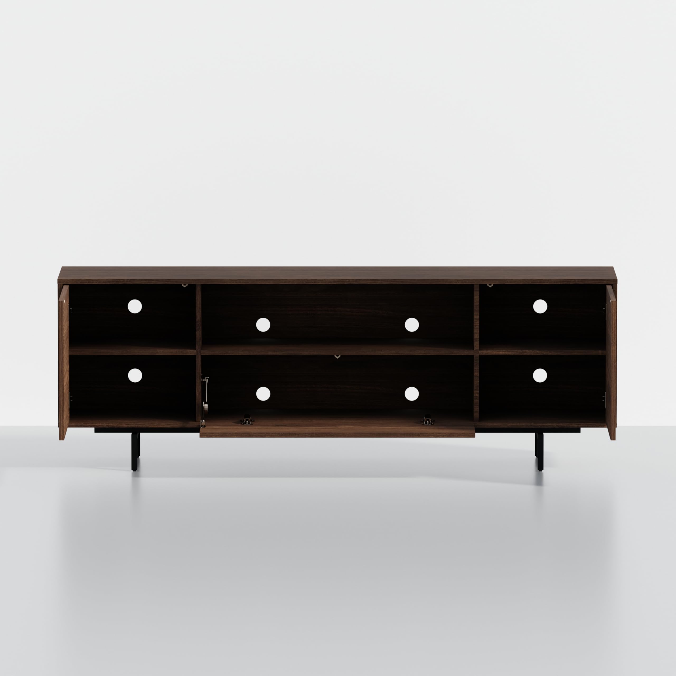 Norrhaus 75 x 26 Inch Modern TV Stand with Center Channel Speaker Shelf and Flip Down Door – image 6