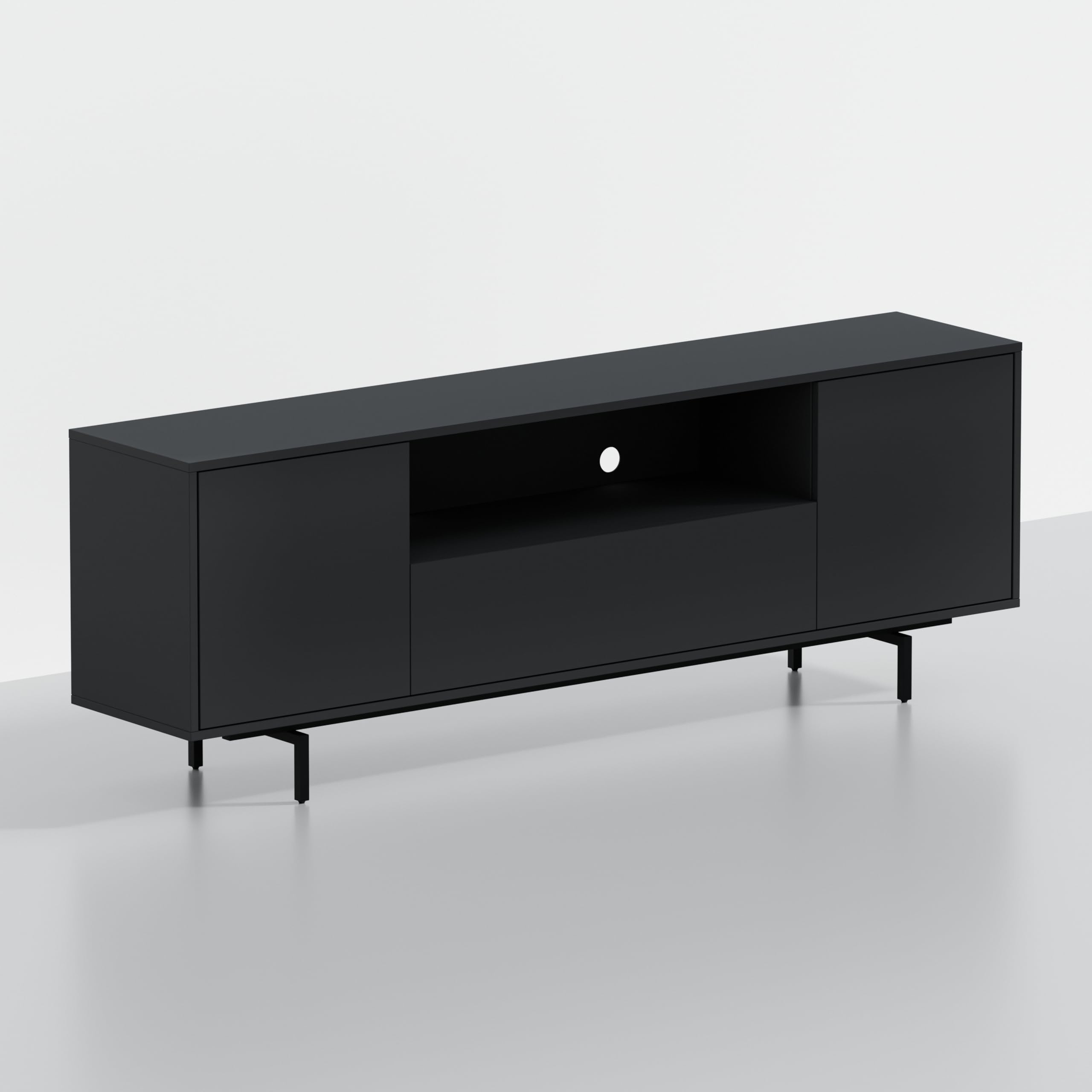 Norrhaus 75 x 26 Inch Modern TV Stand with Center Channel Speaker Shelf and Flip Down Door – image 4
