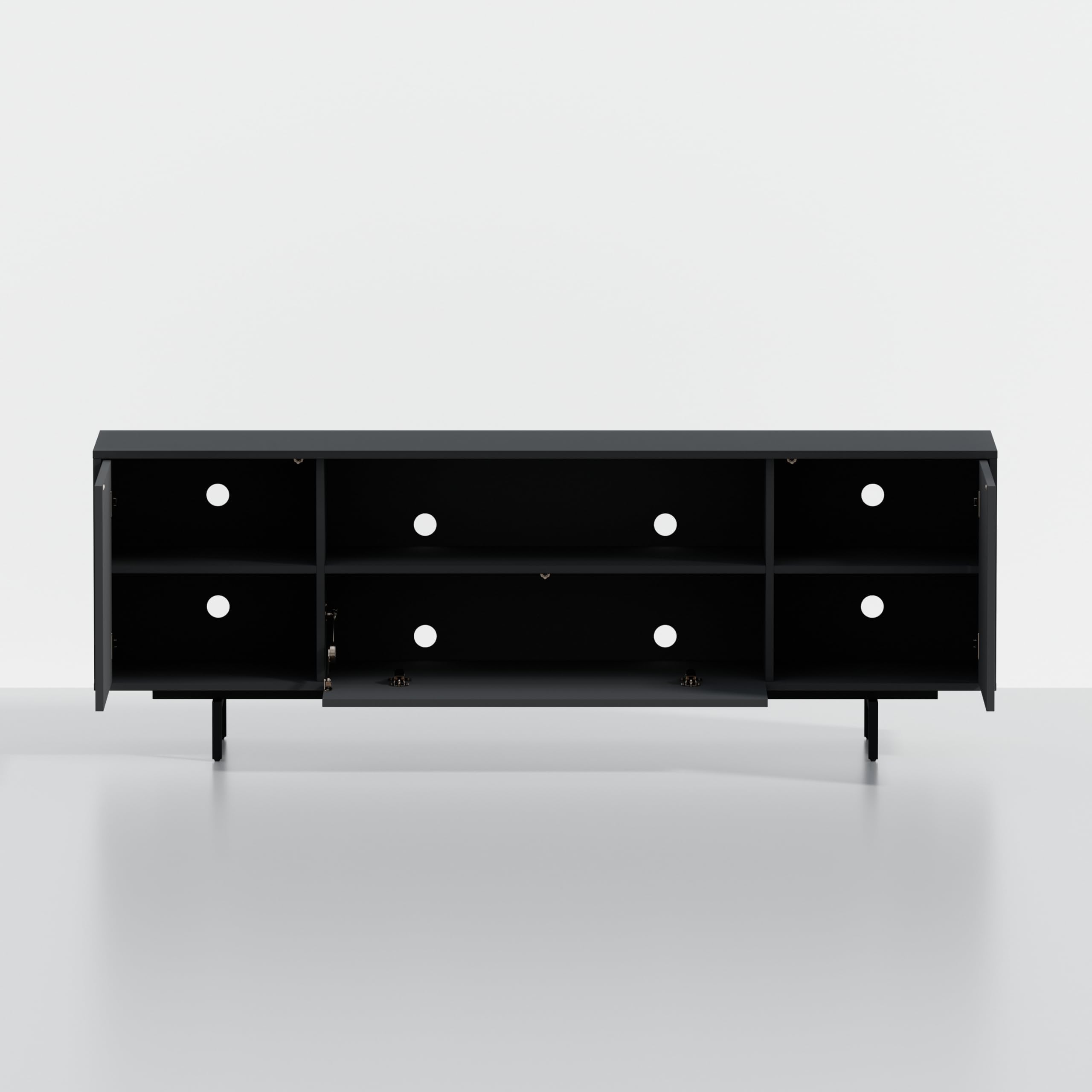 Norrhaus 75 x 26 Inch Modern TV Stand with Center Channel Speaker Shelf and Flip Down Door – image 6