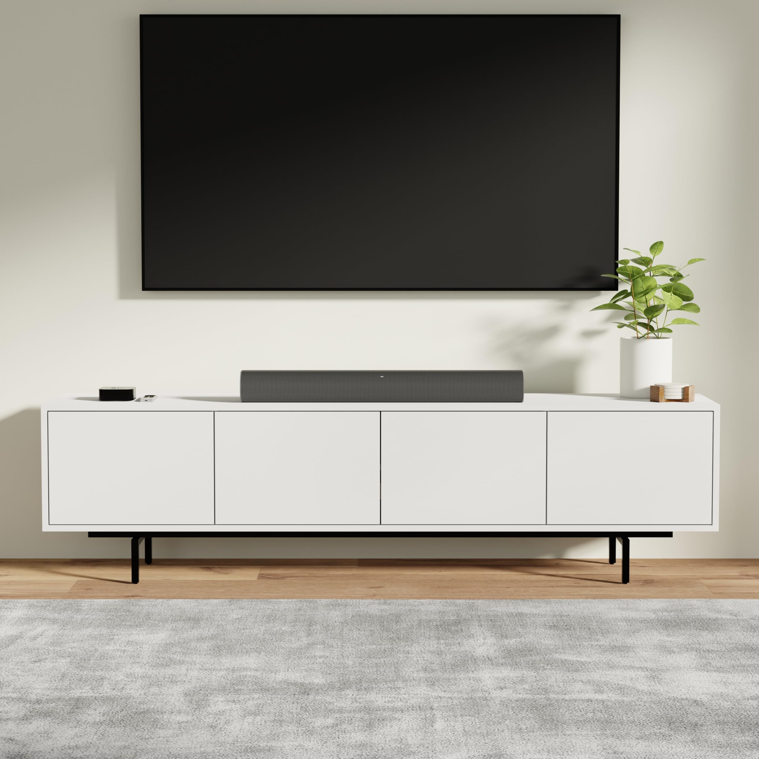 Norrhaus 75 x 20 Inch Modern TV Stand with 4-Doors