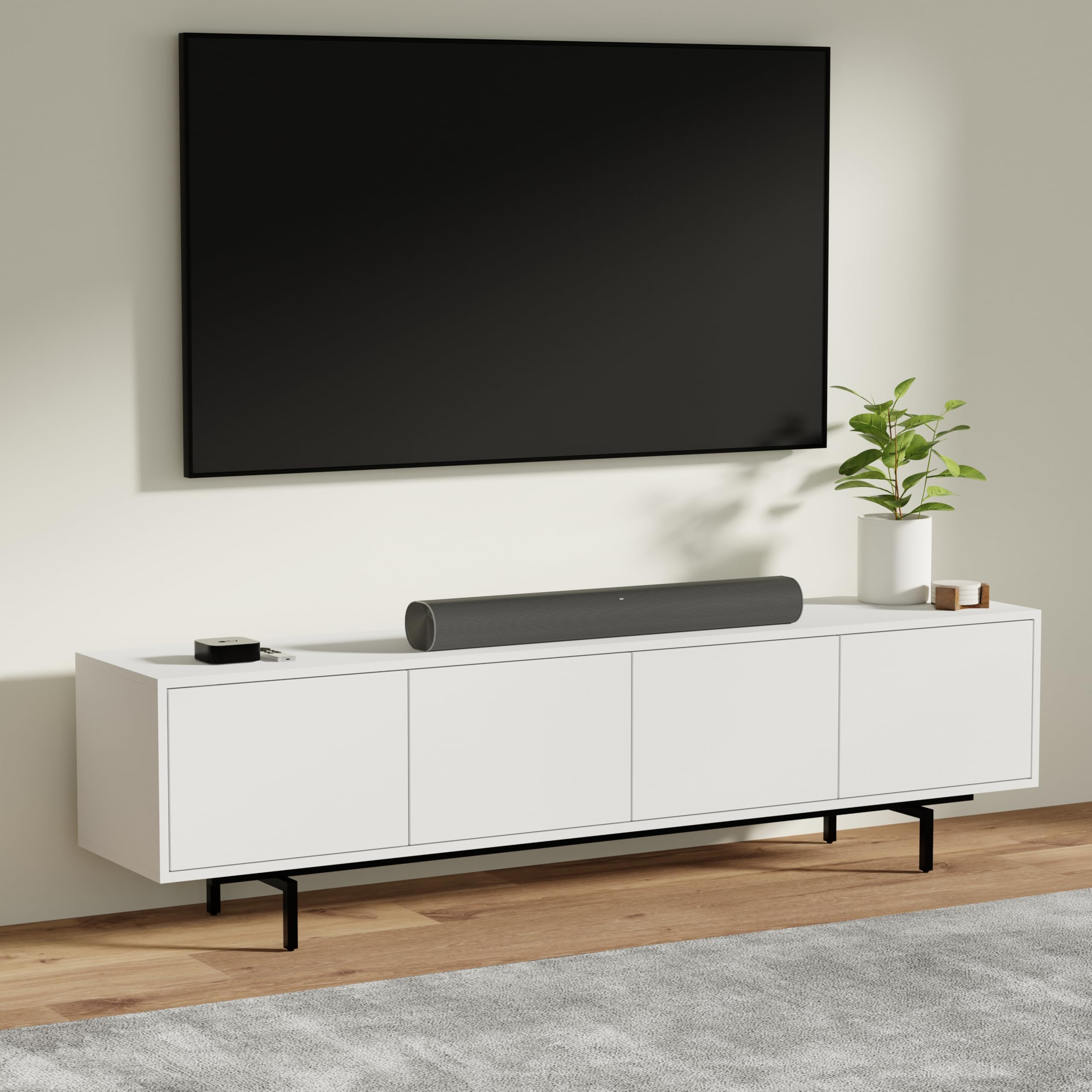 Norrhaus 75 x 20 Inch Modern TV Stand with 4-Doors – image 3