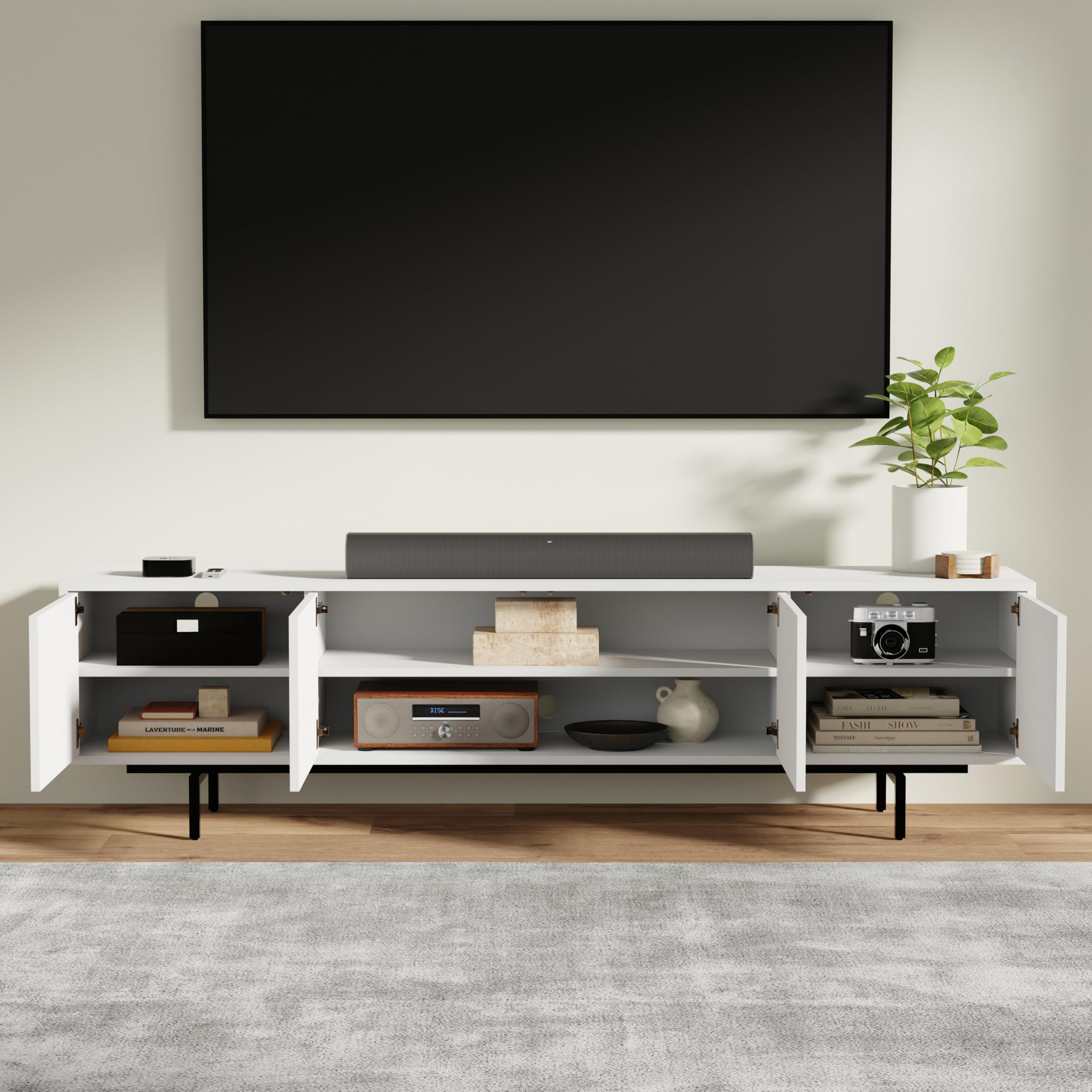 Norrhaus 75 x 20 Inch Modern TV Stand with 4-Doors – image 5