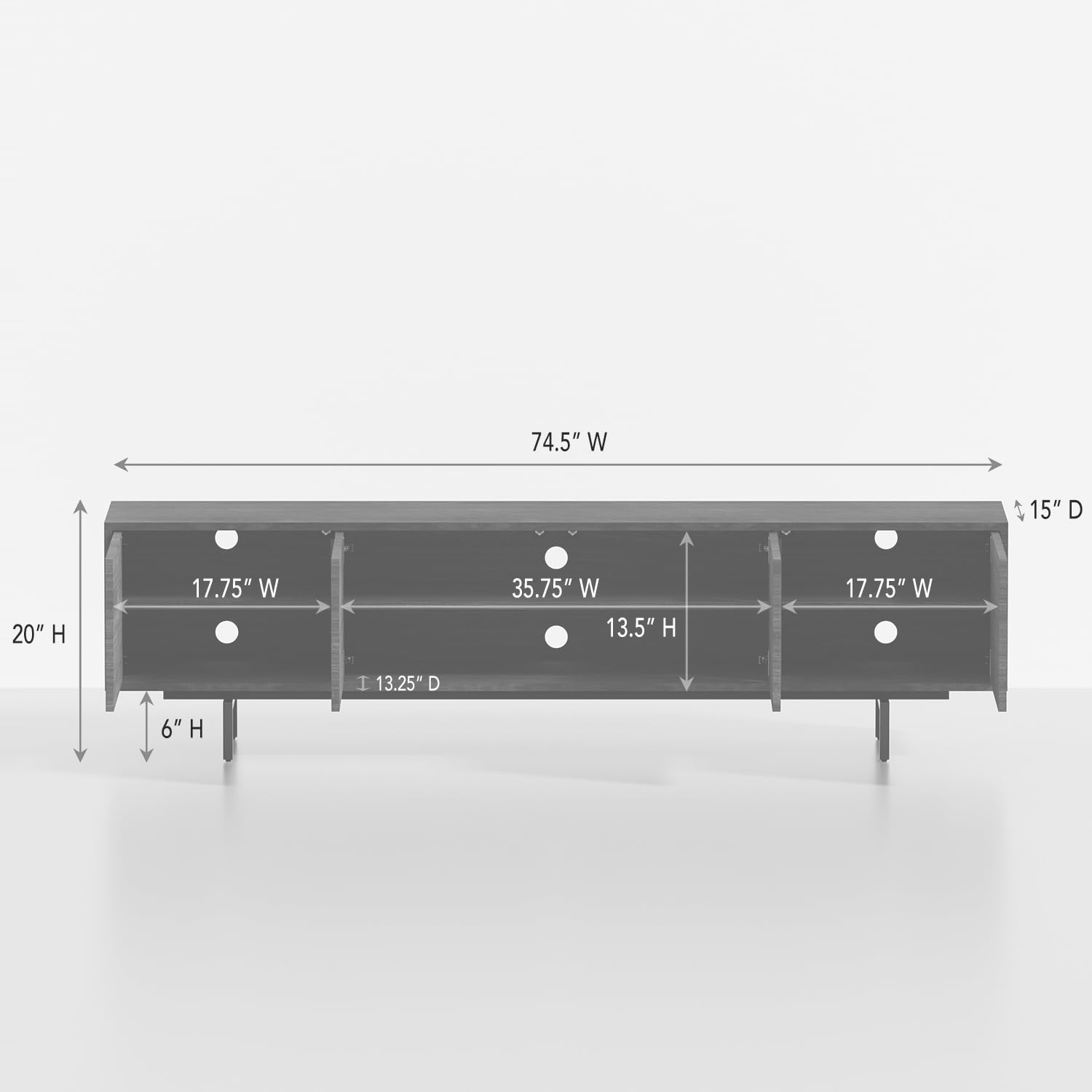 Norrhaus 75 x 20 Inch Modern TV Stand with 4-Doors – image 9