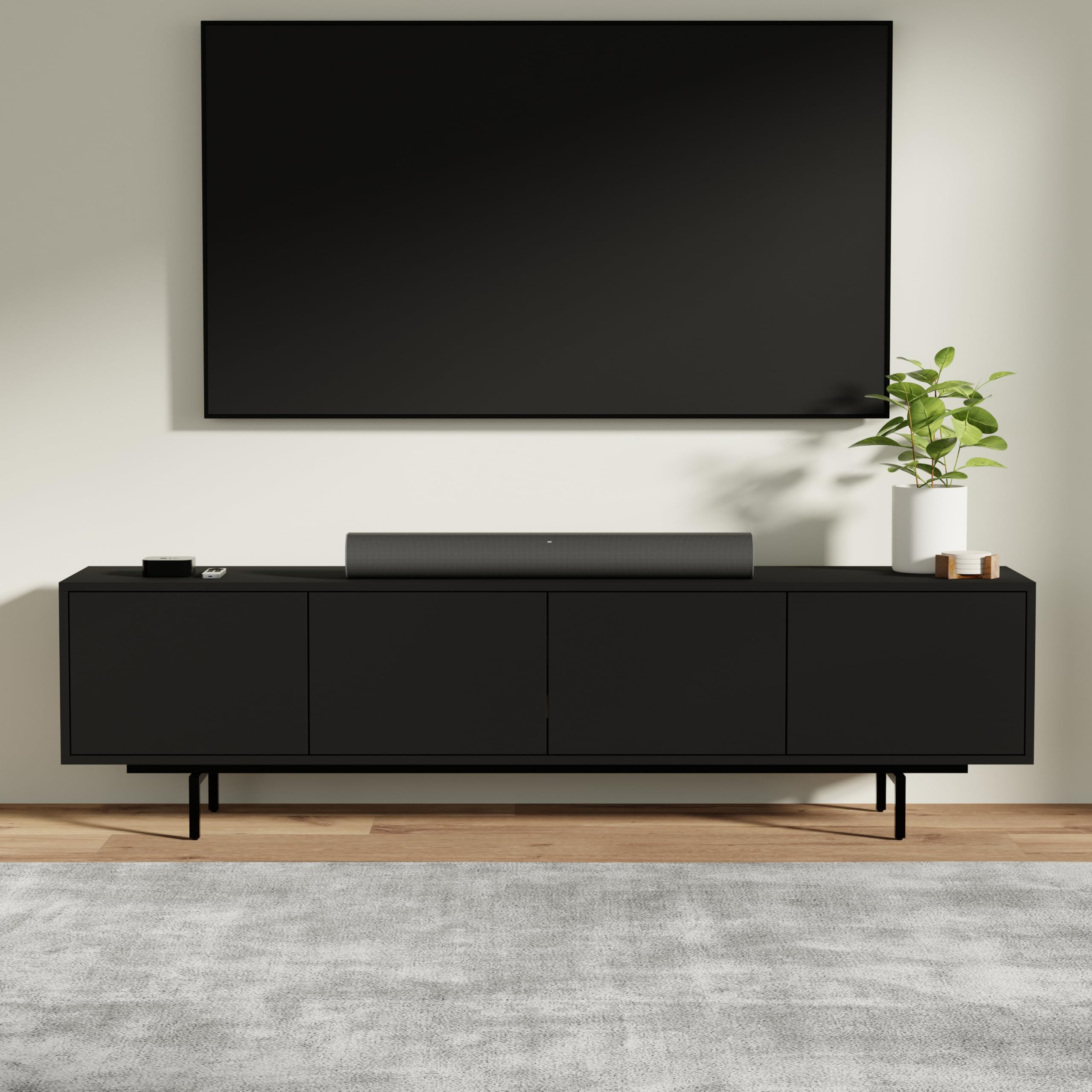 ComfIQ Norrhaus 75 x 20 Inch Modern TV Stand with 4-Doors
