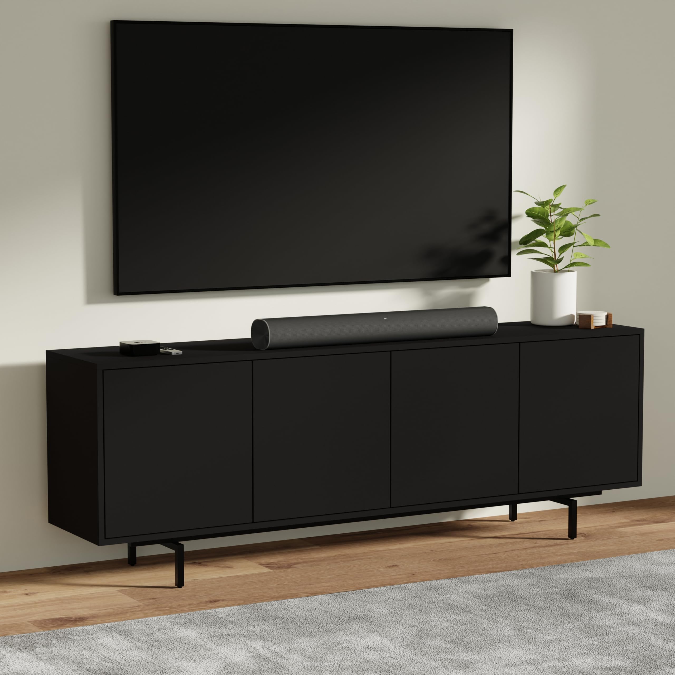 Norrhaus 75" Modern TV Stand – 4-Door, 26" H – image 3