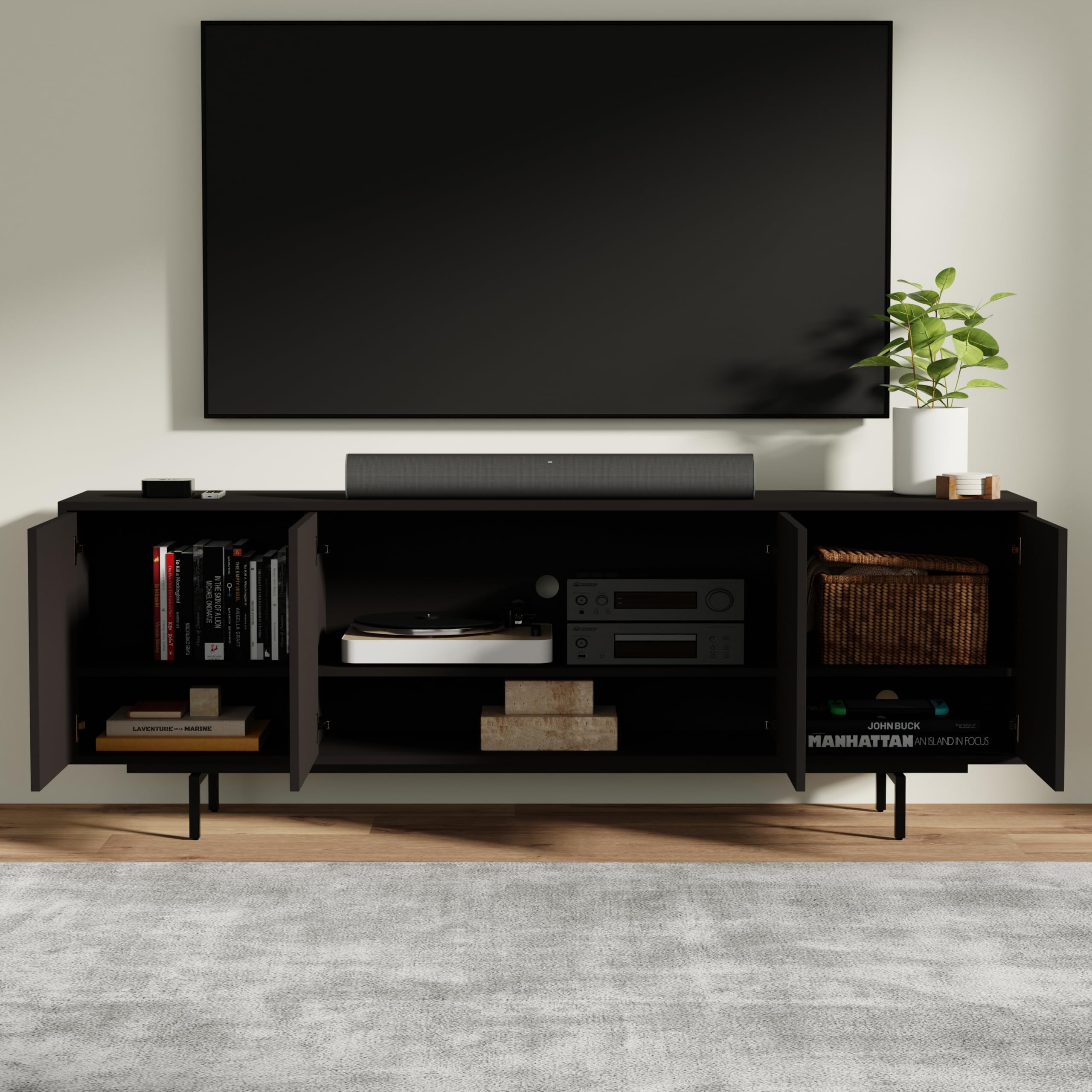 Norrhaus 75" Modern TV Stand – 4-Door, 26" H – image 5