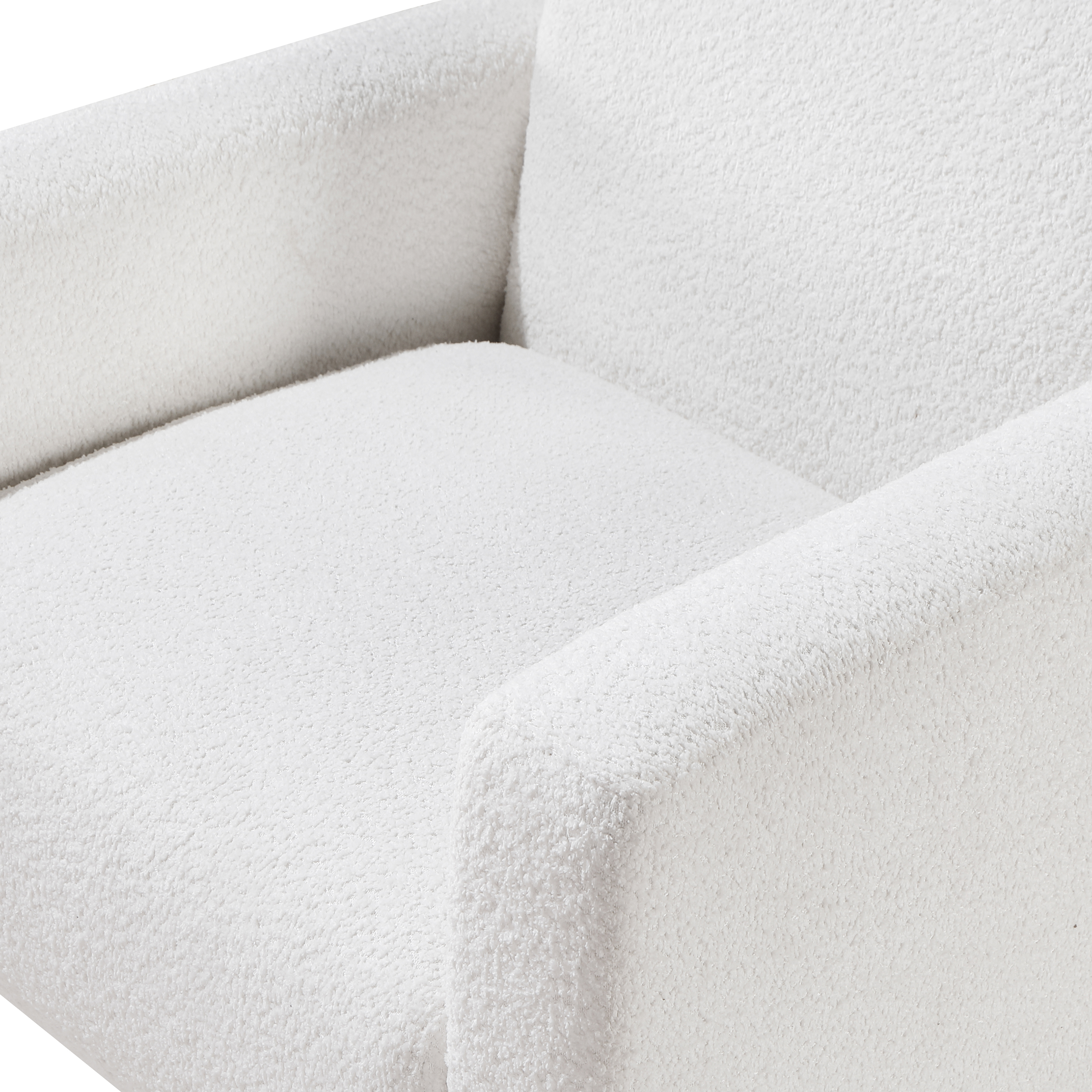 Clara Bouclé Accent Chair in Milky White with Tapered Brown Legs – image 5
