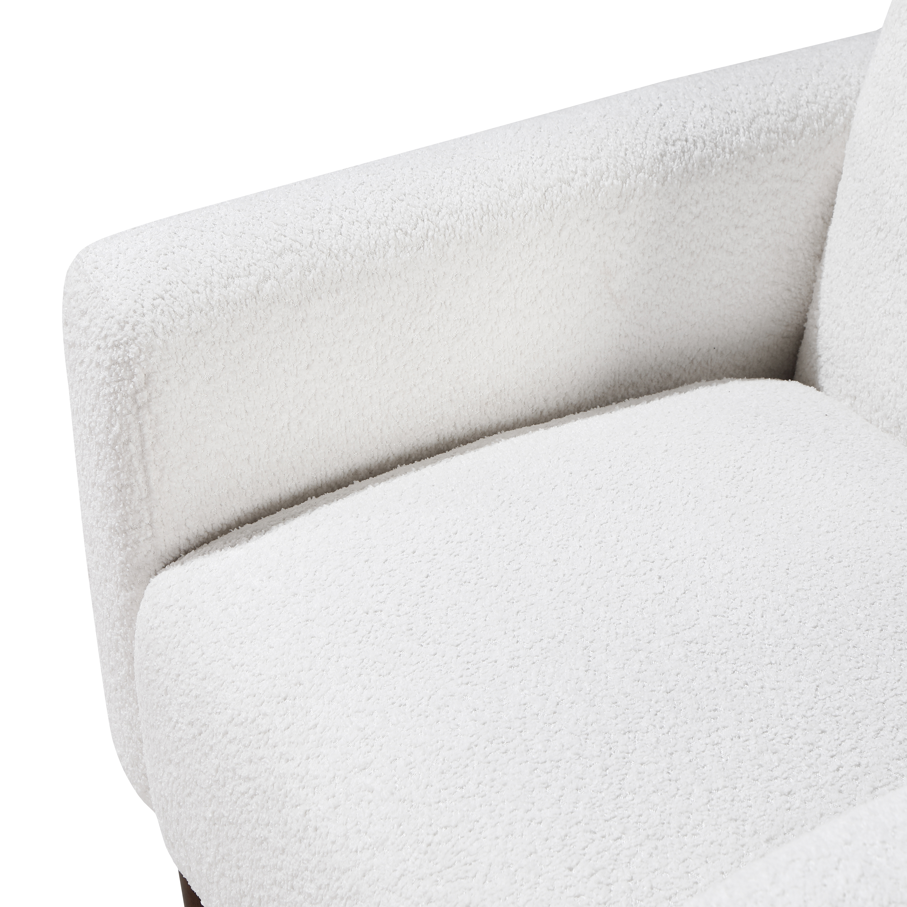 Clara Bouclé Accent Chair in Milky White with Tapered Brown Legs – image 6