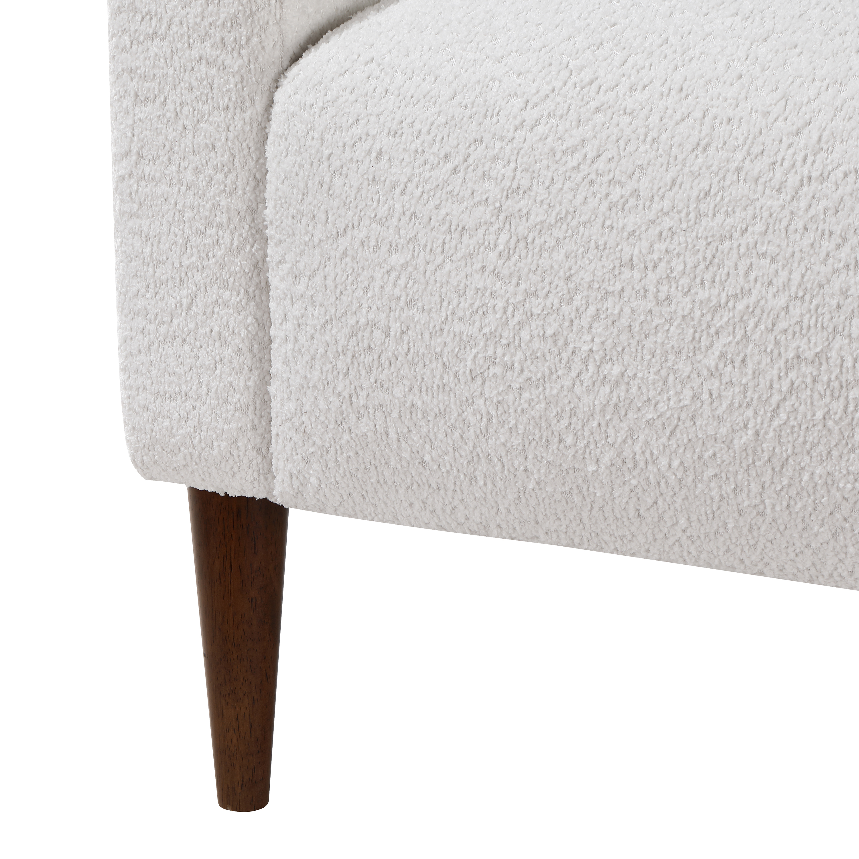 Clara Bouclé Accent Chair in Milky White with Tapered Brown Legs – image 8