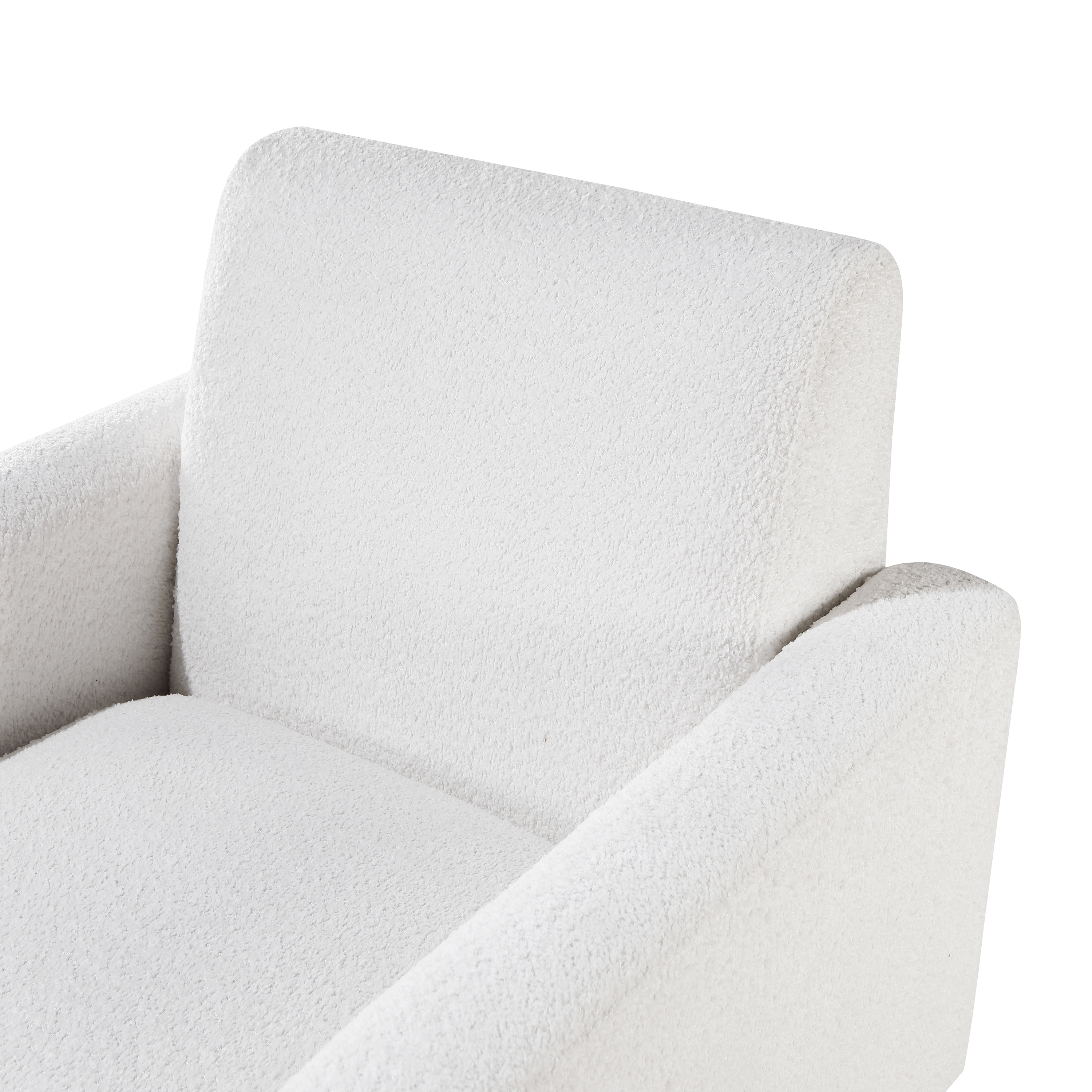 Clara Bouclé Accent Chair in Milky White with Tapered Brown Legs – image 9