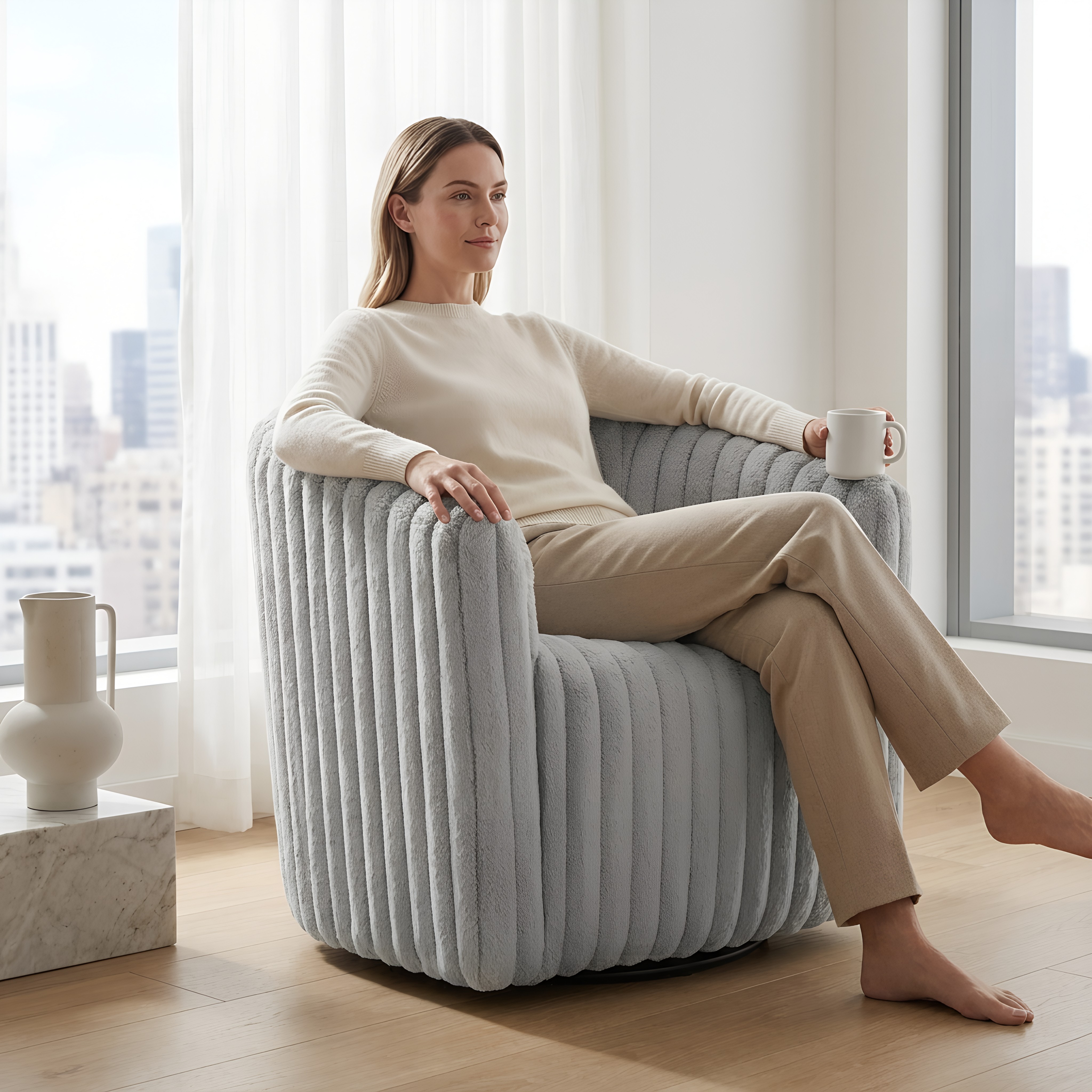 The Avondale Swivel Barrel Chair in Ultra Soft, Plush Jumbo Cord – image 11