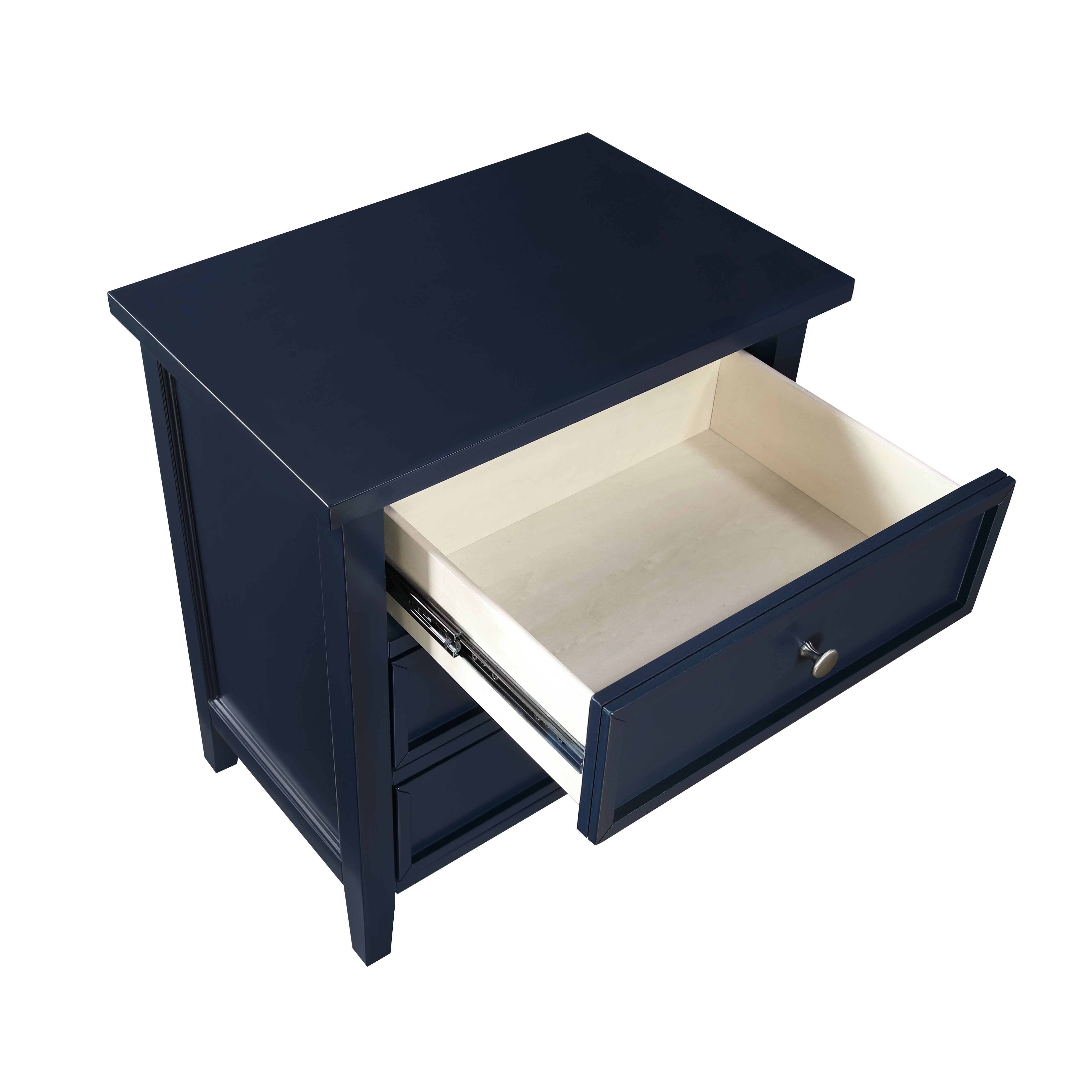 Lawton 3-Drawer Nightstand with Tapered Legs and Nickel Finished Pulls - Midnight Blue – image 10