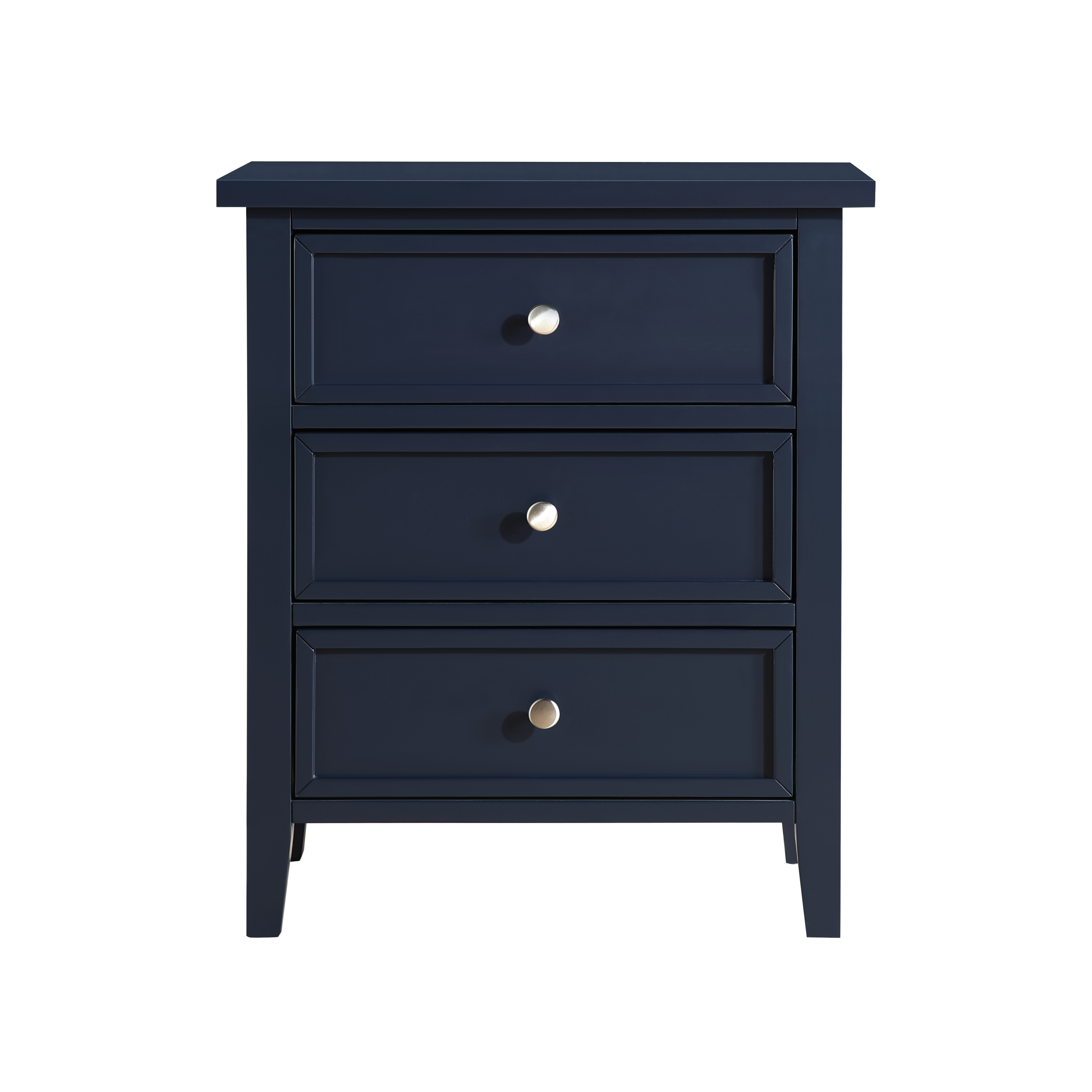 Lawton 3-Drawer Nightstand with Tapered Legs and Nickel Finished Pulls - Midnight Blue – image 6
