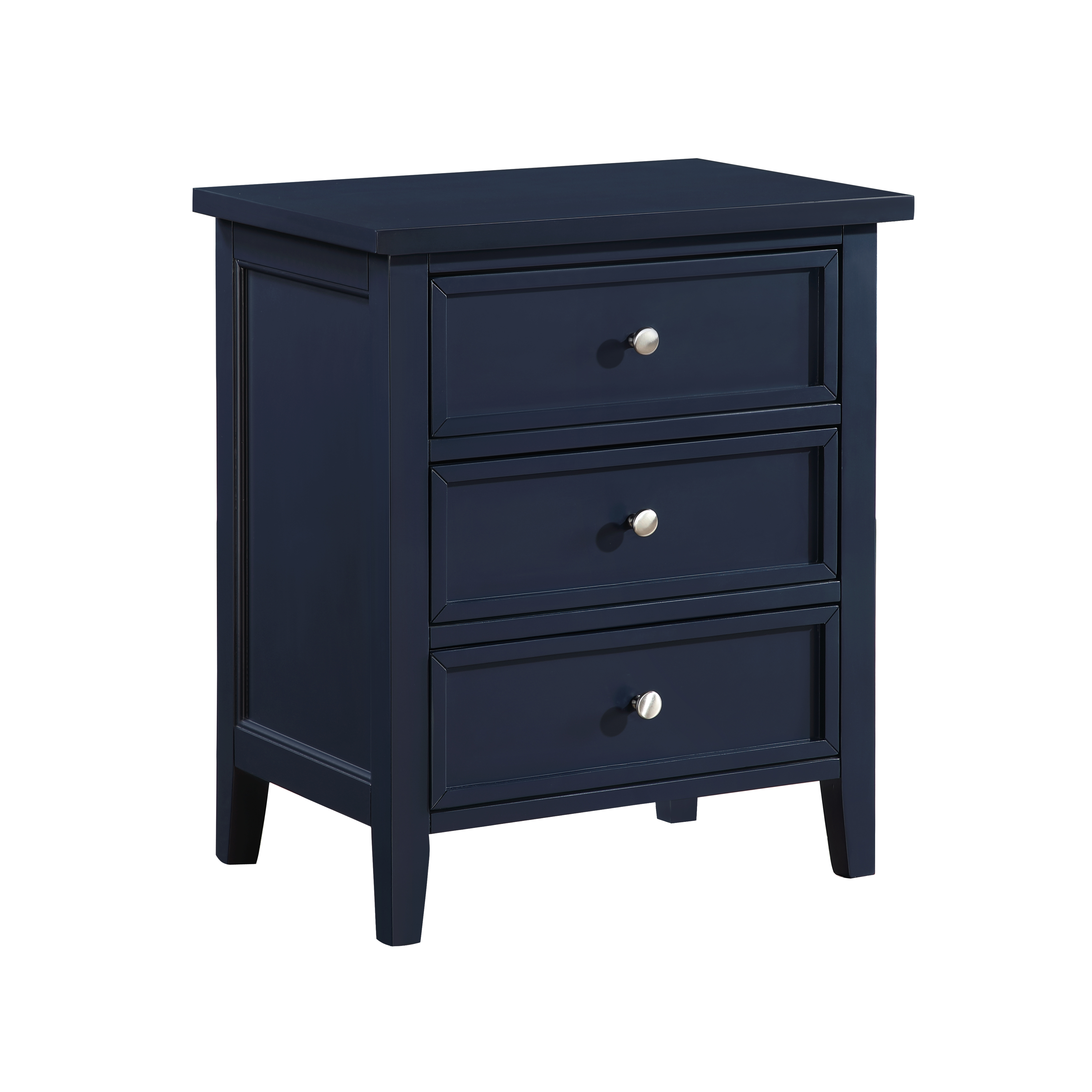 Lawton 3-Drawer Nightstand with Tapered Legs and Nickel Finished Pulls - Midnight Blue – image 7