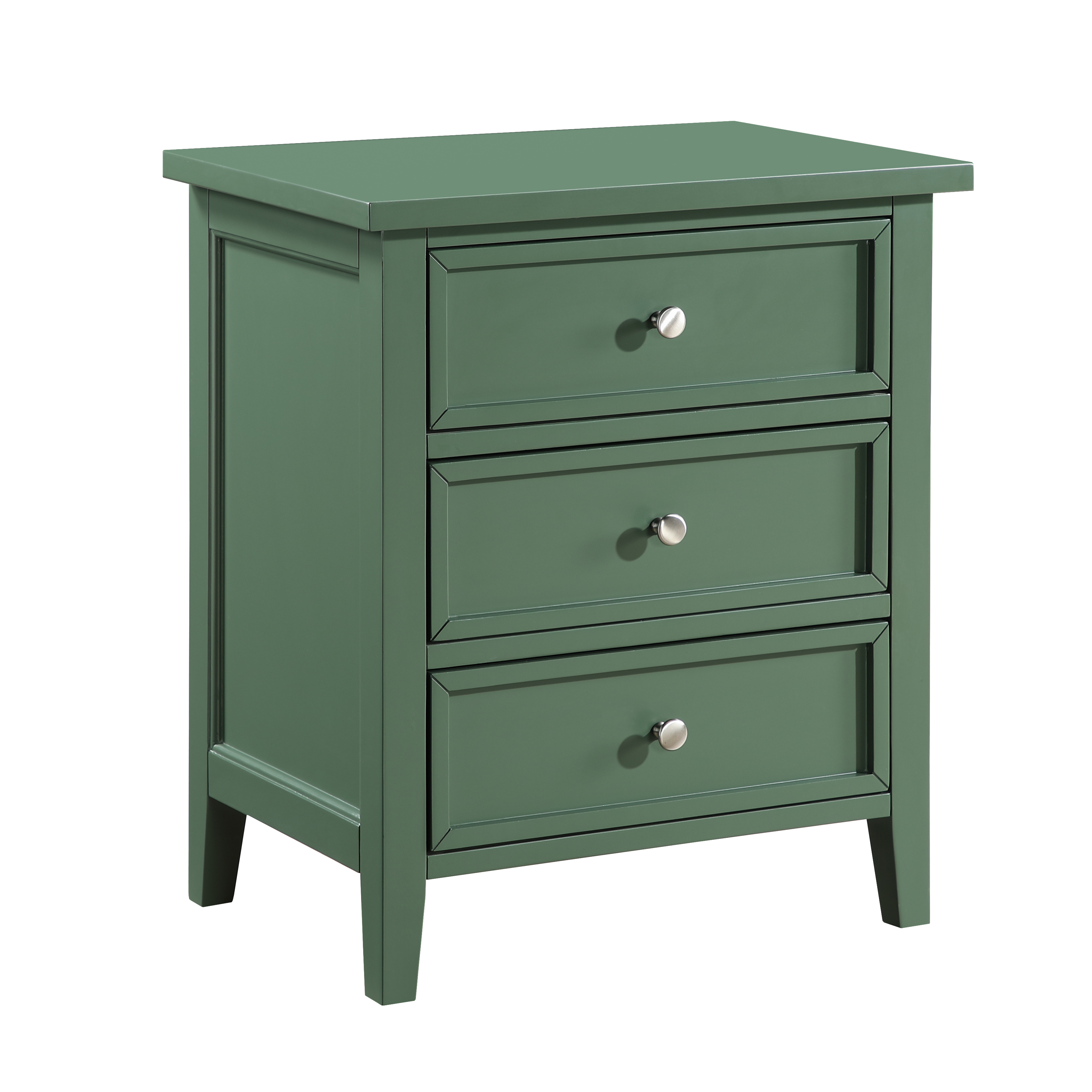 Lawton 3-Drawer Nightstand with Tapered Legs and Nickel Finished Pulls - Vintage Green – image 5
