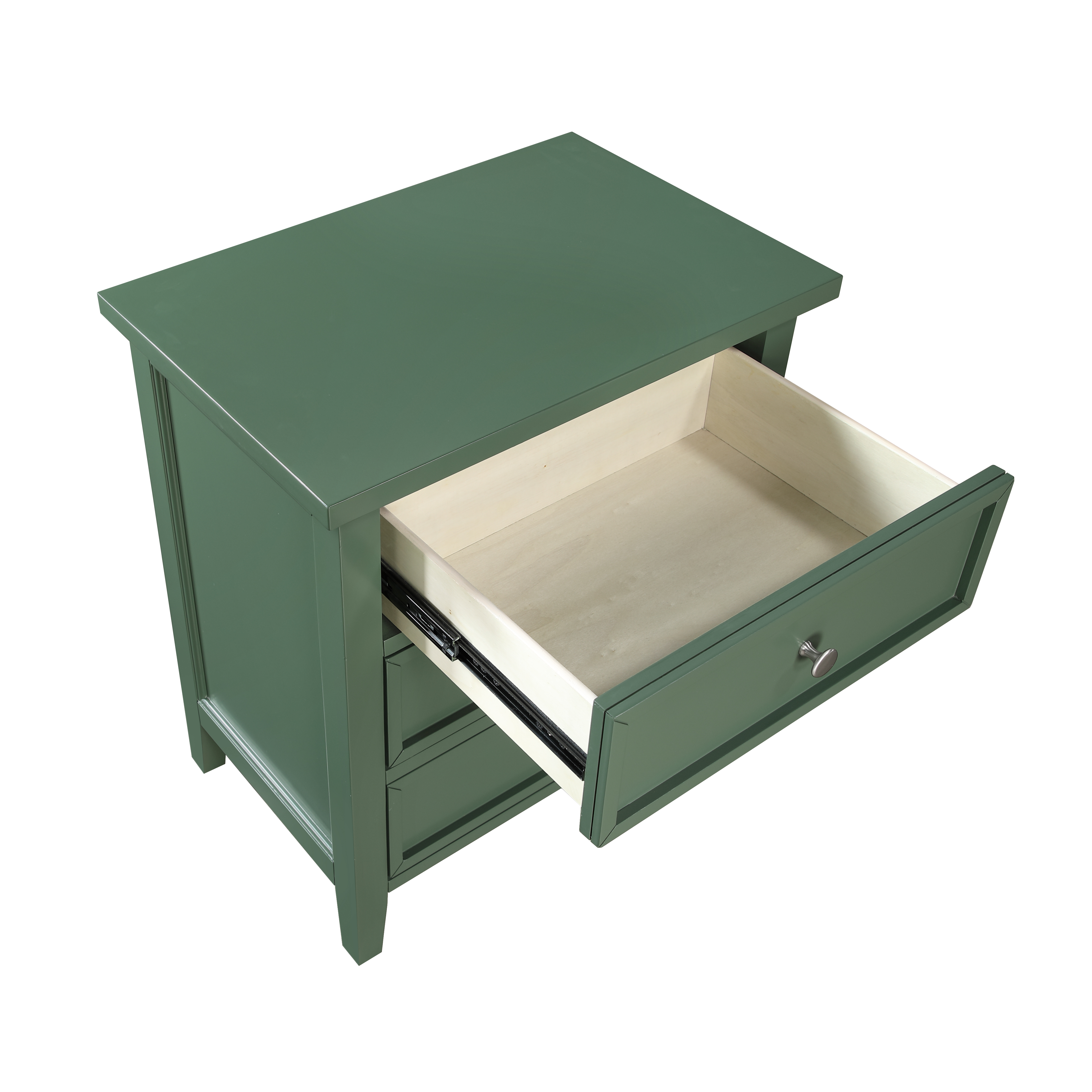 Lawton 3-Drawer Nightstand with Tapered Legs and Nickel Finished Pulls - Vintage Green – image 9