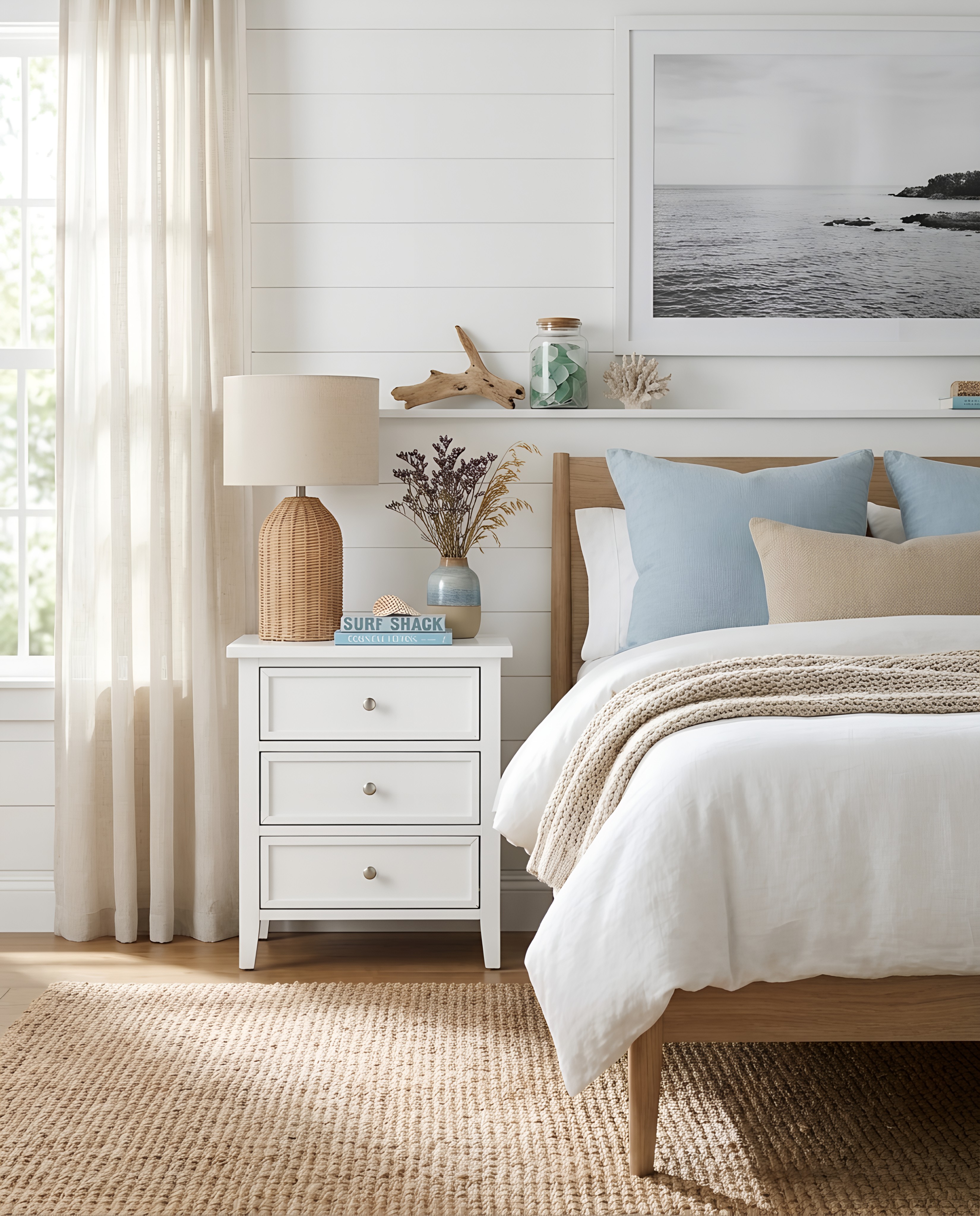 Lawton 3-Drawer Nightstand with Tapered Legs and Nickel Finished Pulls - White