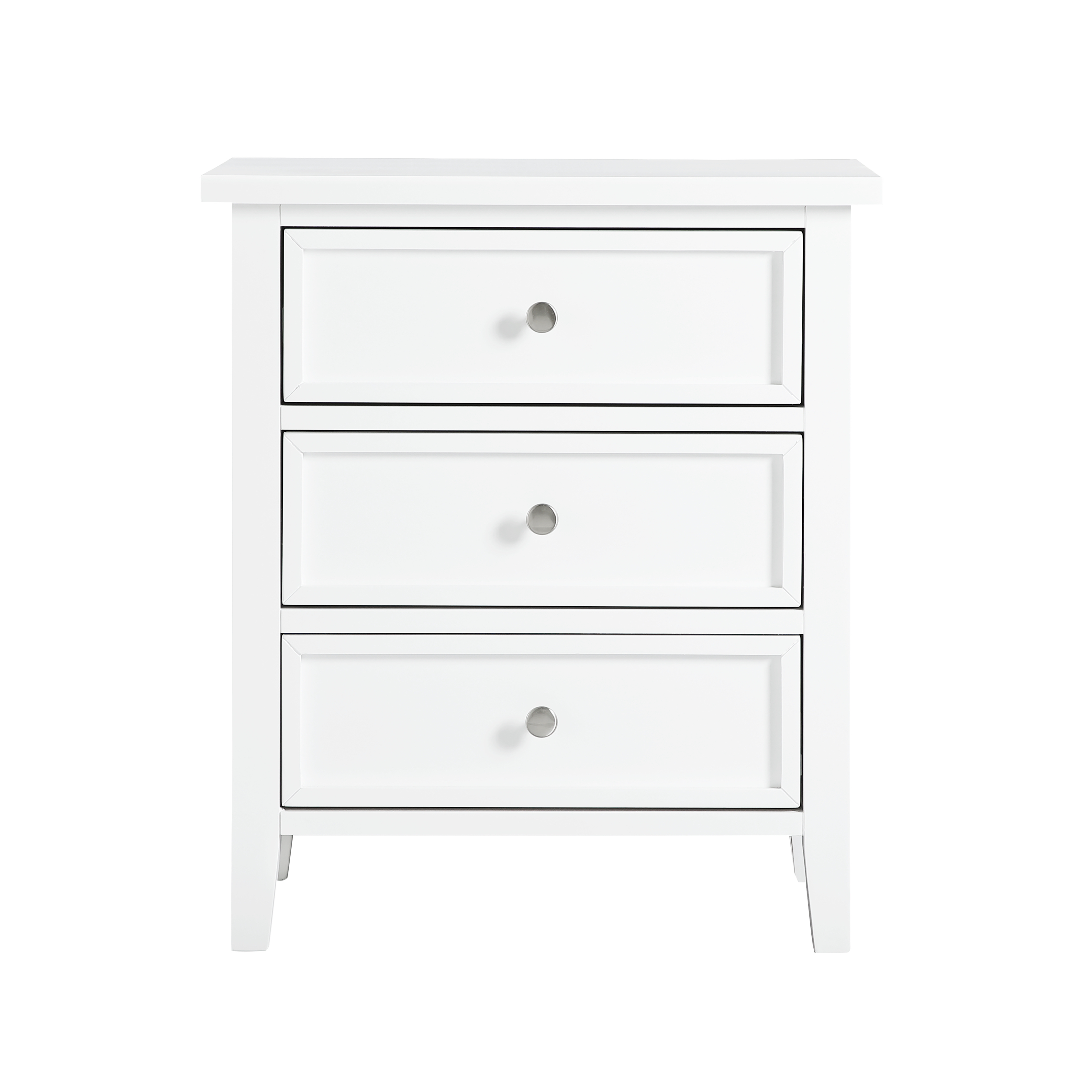 Lawton 3-Drawer Nightstand with Tapered Legs and Nickel Finished Pulls - White – image 4