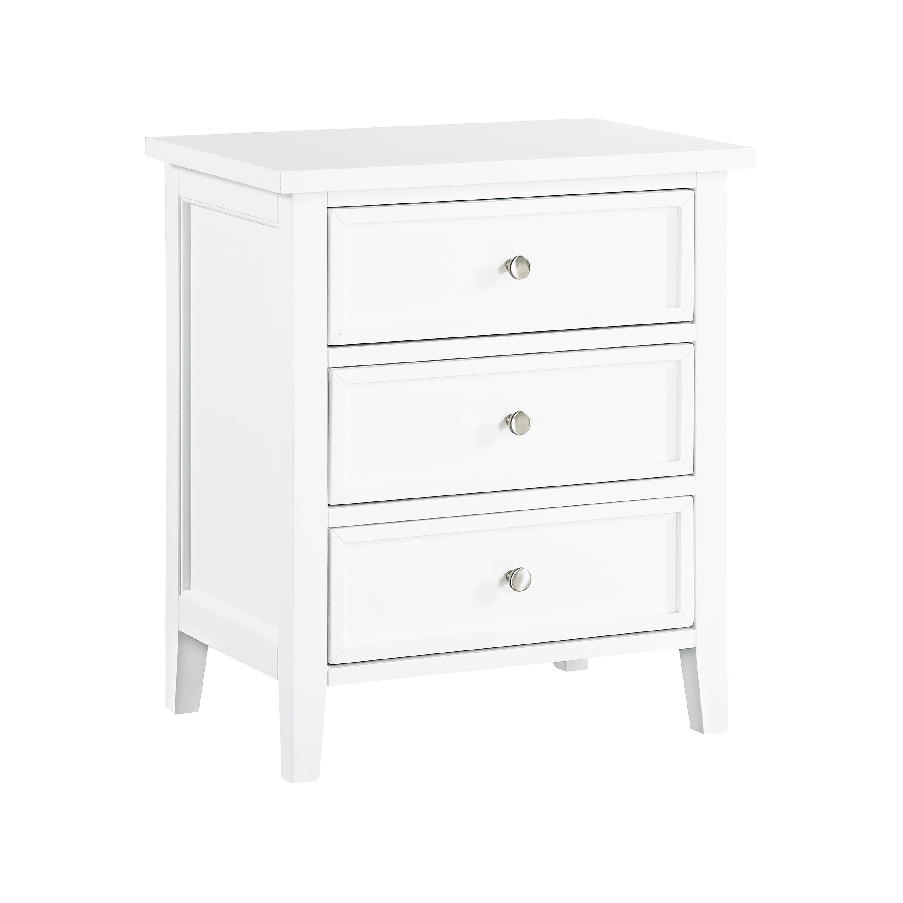 Lawton 3-Drawer Nightstand with Tapered Legs and Nickel Finished Pulls - White – image 5