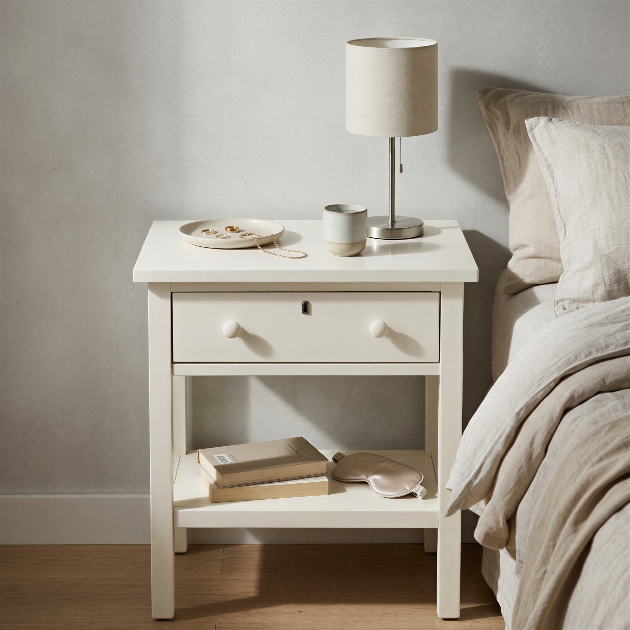 Farmington Farmhouse Style 1-Drawer Storage Nightstand with Shelf