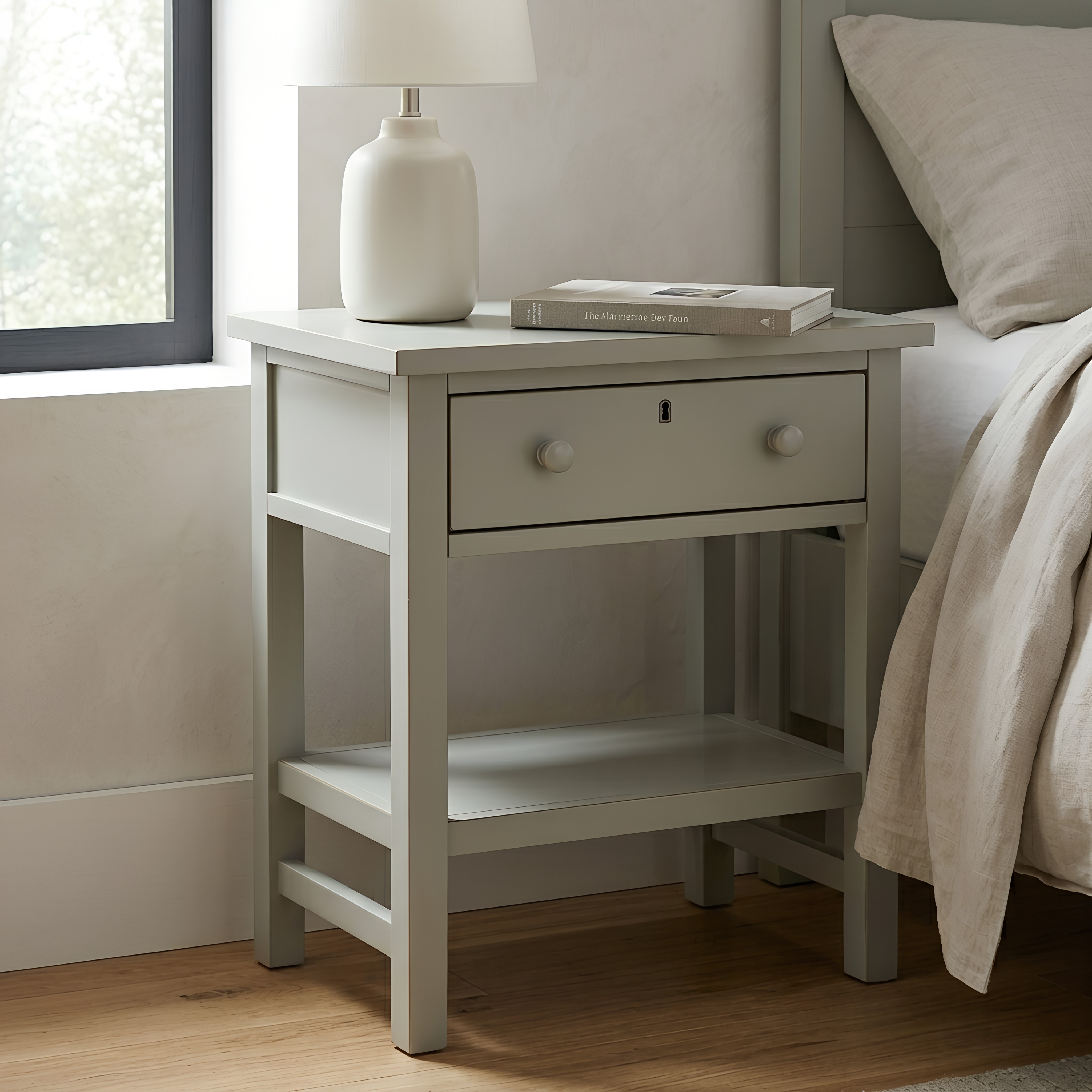 Farmington Farmhouse Style 1-Drawer Storage Nightstand with Shelf - Antique Grey – image 11