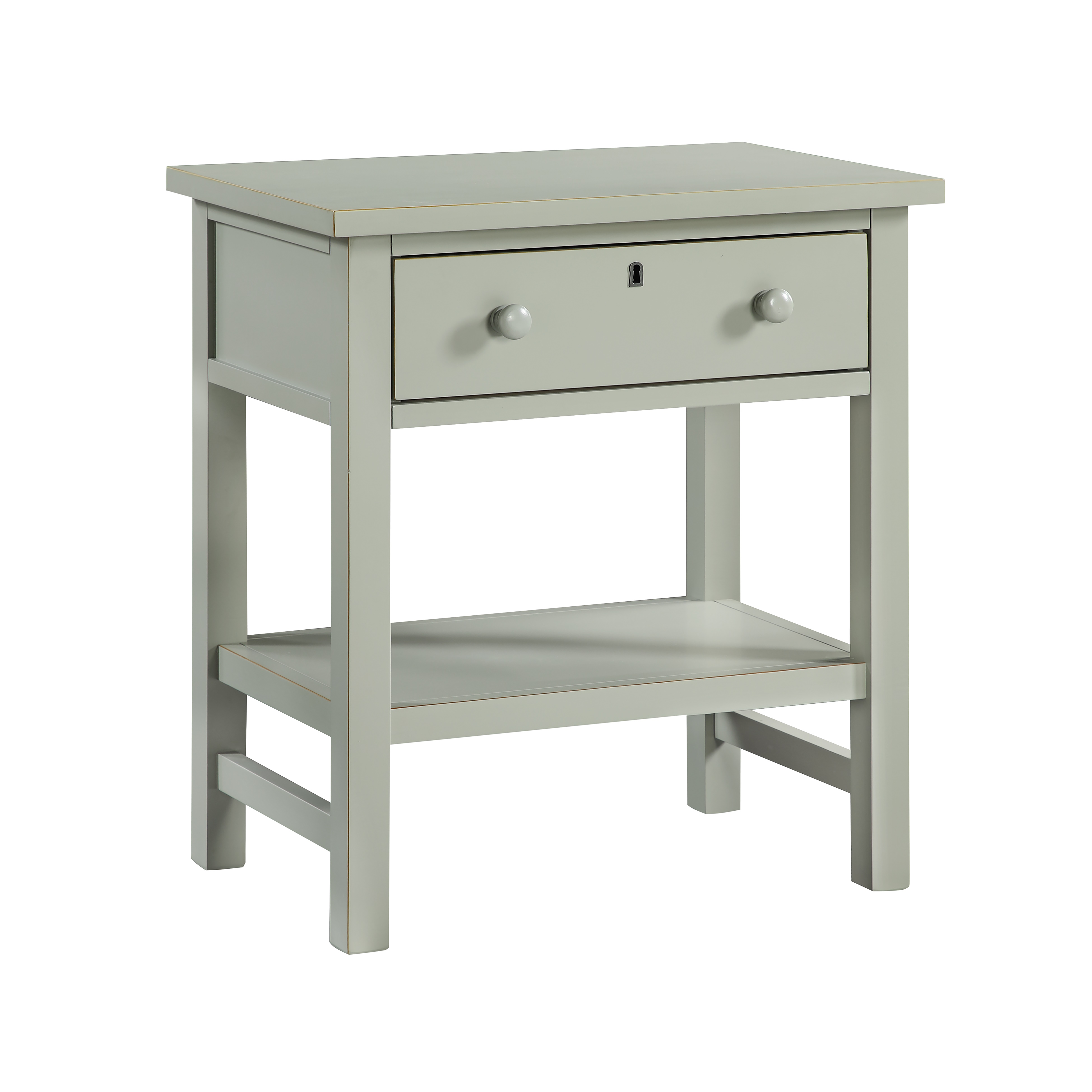 Farmington Farmhouse Style 1-Drawer Storage Nightstand with Shelf - Antique Grey – image 3