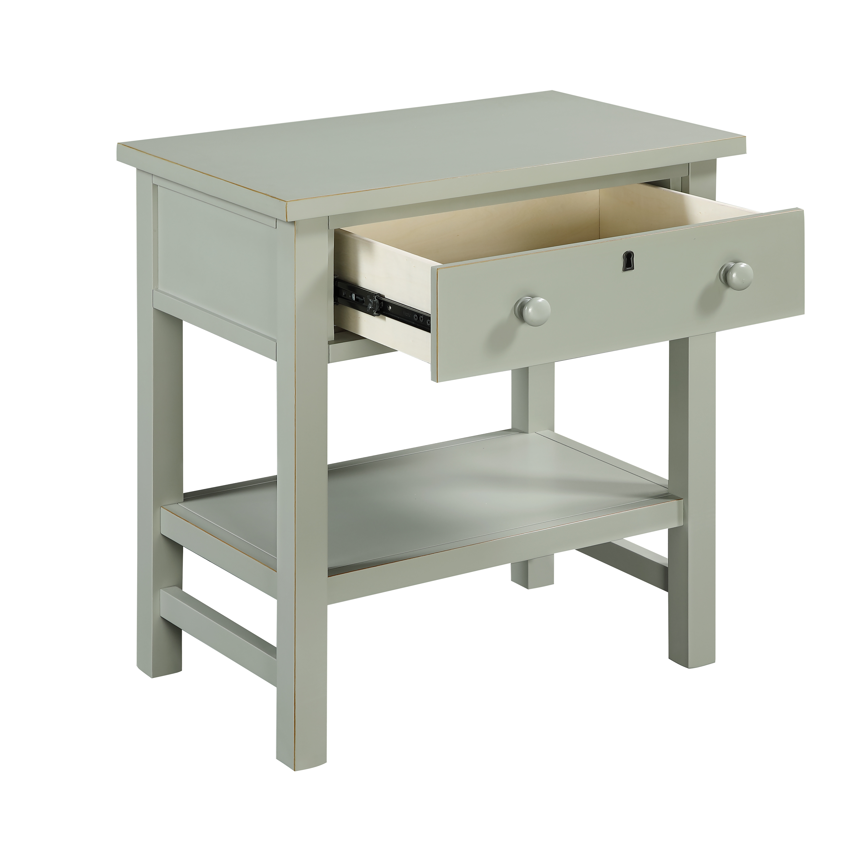 Farmington Farmhouse Style 1-Drawer Storage Nightstand with Shelf - Antique Grey – image 6