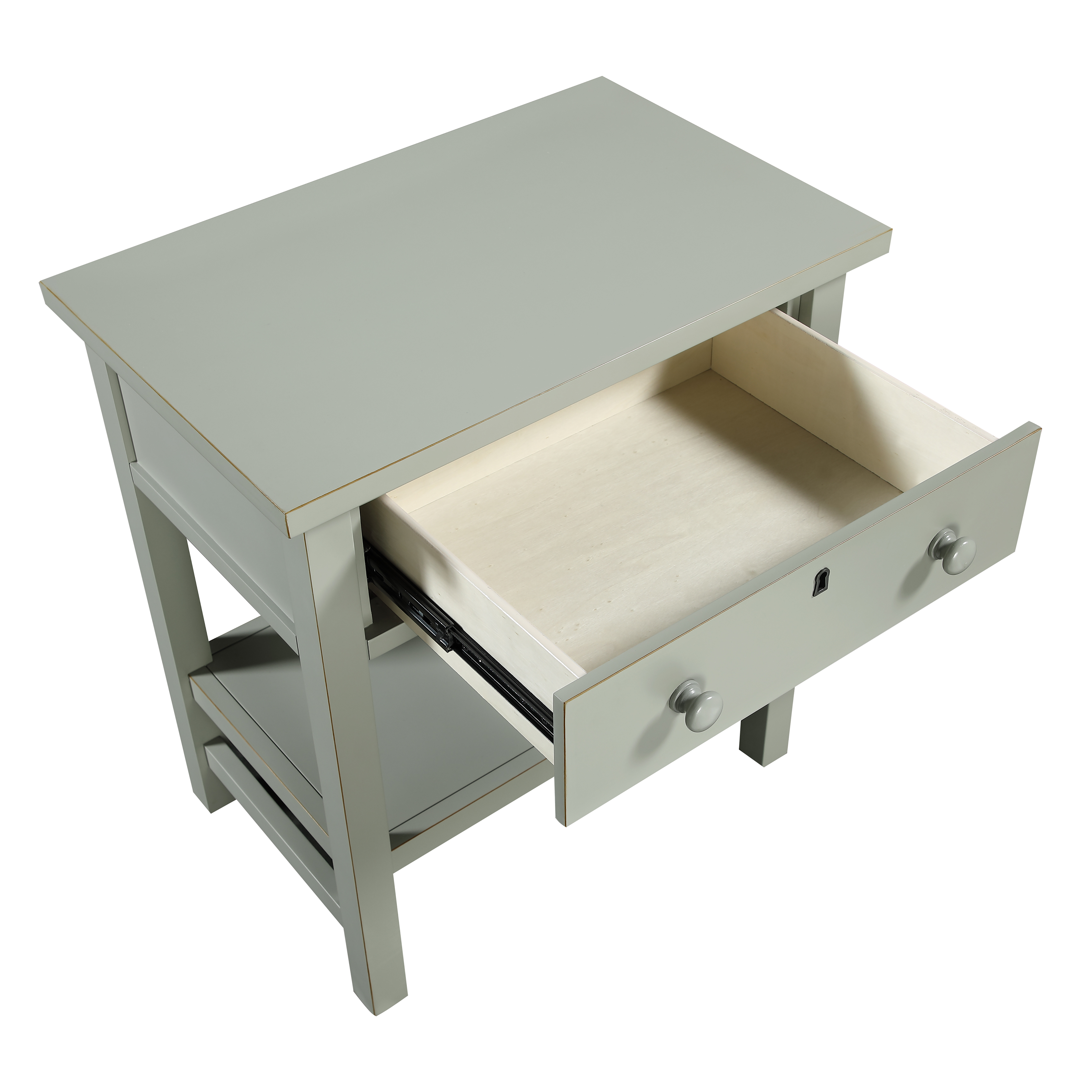Farmington Farmhouse Style 1-Drawer Storage Nightstand with Shelf - Antique Grey – image 7