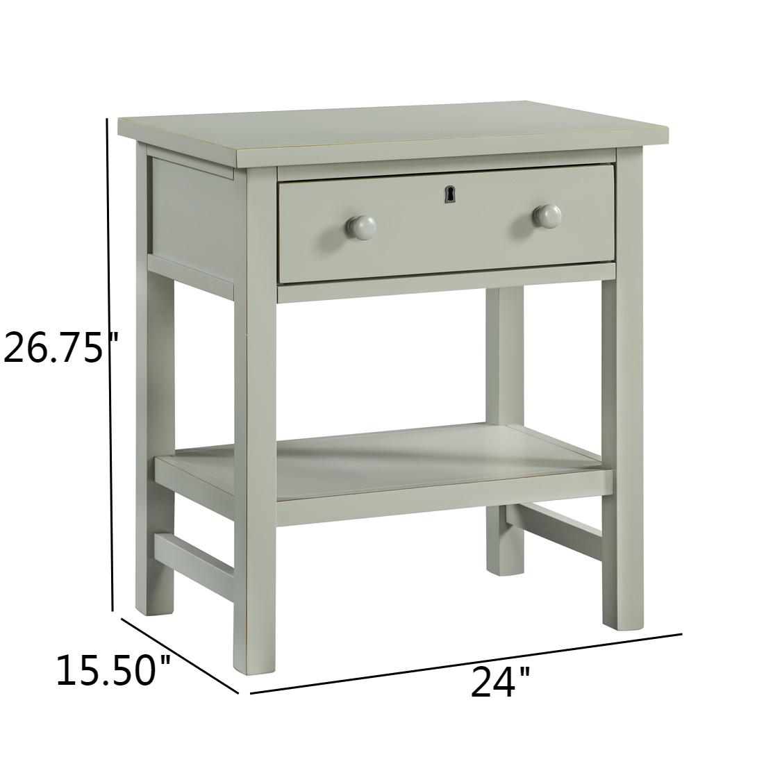 Farmington Farmhouse Style 1-Drawer Storage Nightstand with Shelf - Antique Grey – image 12