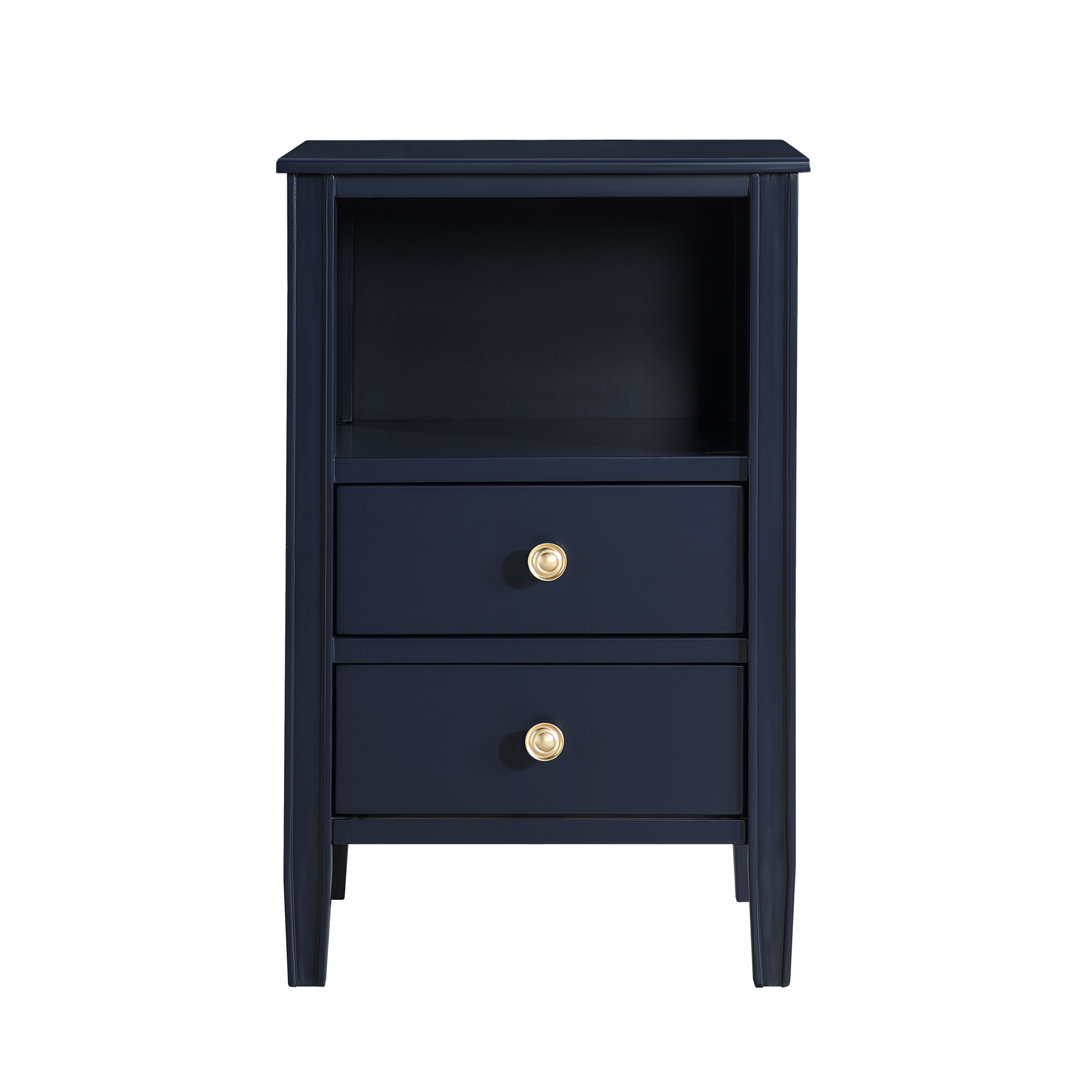 Westhaven 2-Drawer Nightstand with Open Shelf and Brushed Gold Knobs - Midnight Blue – image 4