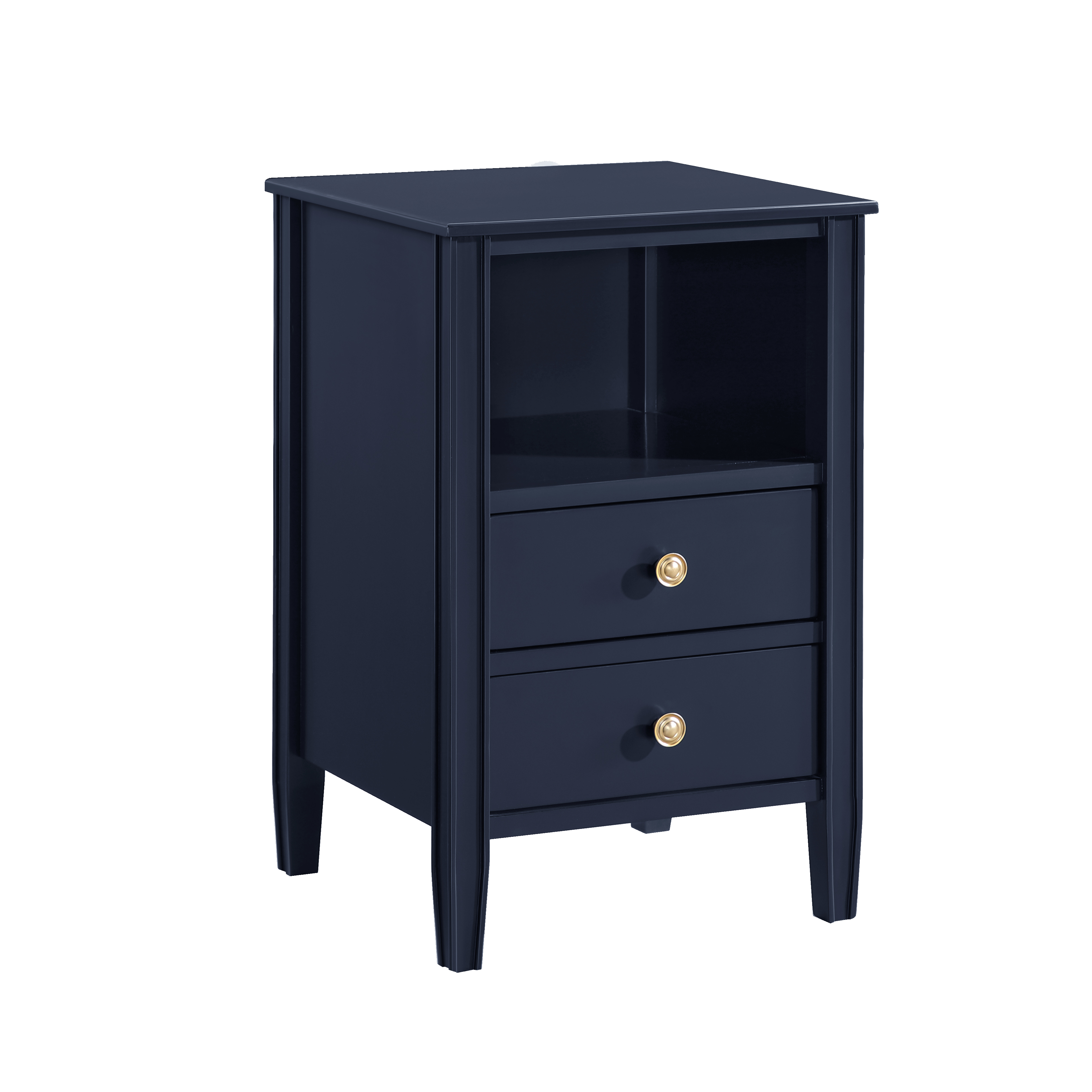Westhaven 2-Drawer Nightstand with Open Shelf and Brushed Gold Knobs - Midnight Blue – image 5