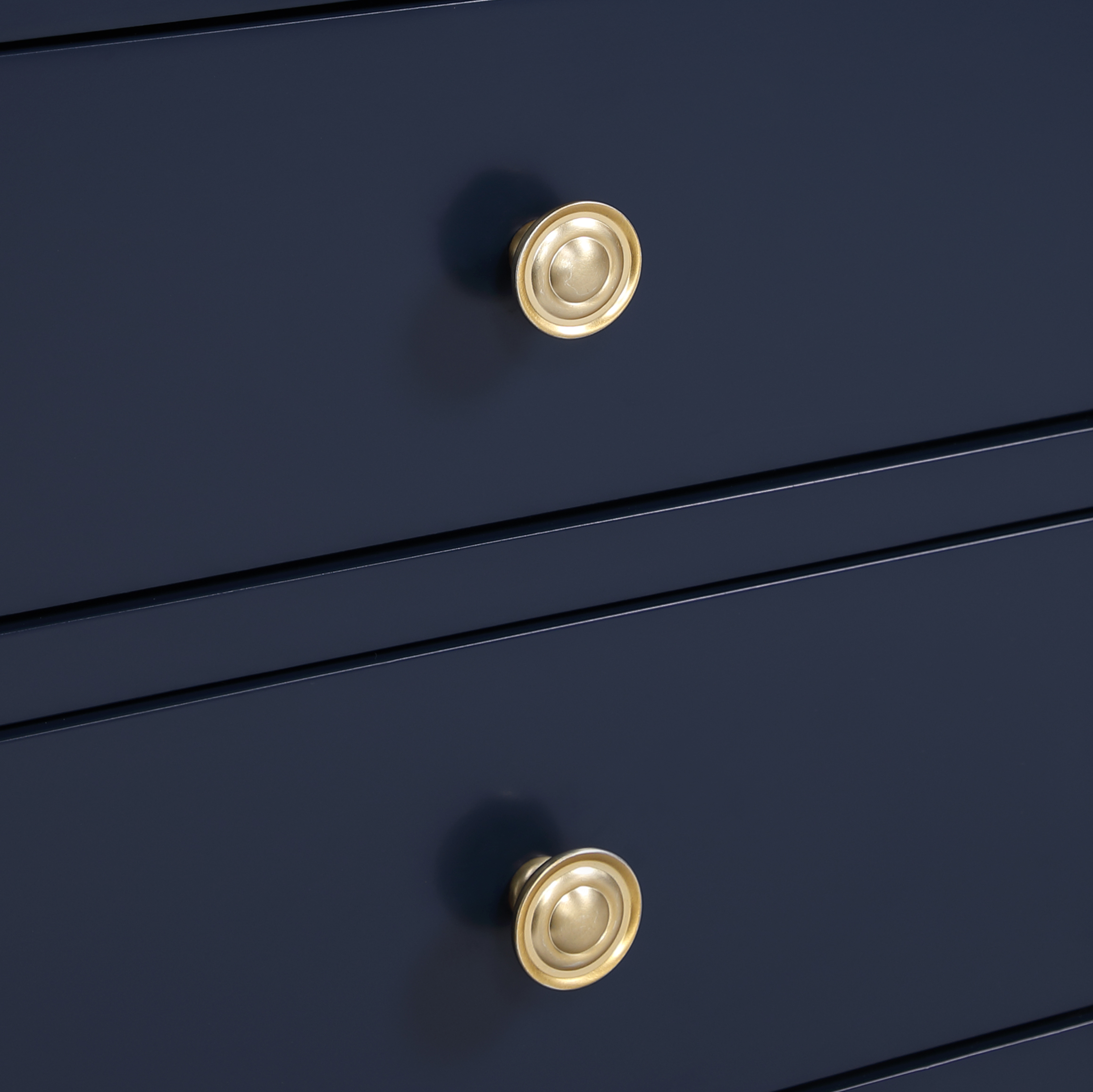 Westhaven 2-Drawer Nightstand with Open Shelf and Brushed Gold Knobs - Midnight Blue – image 9