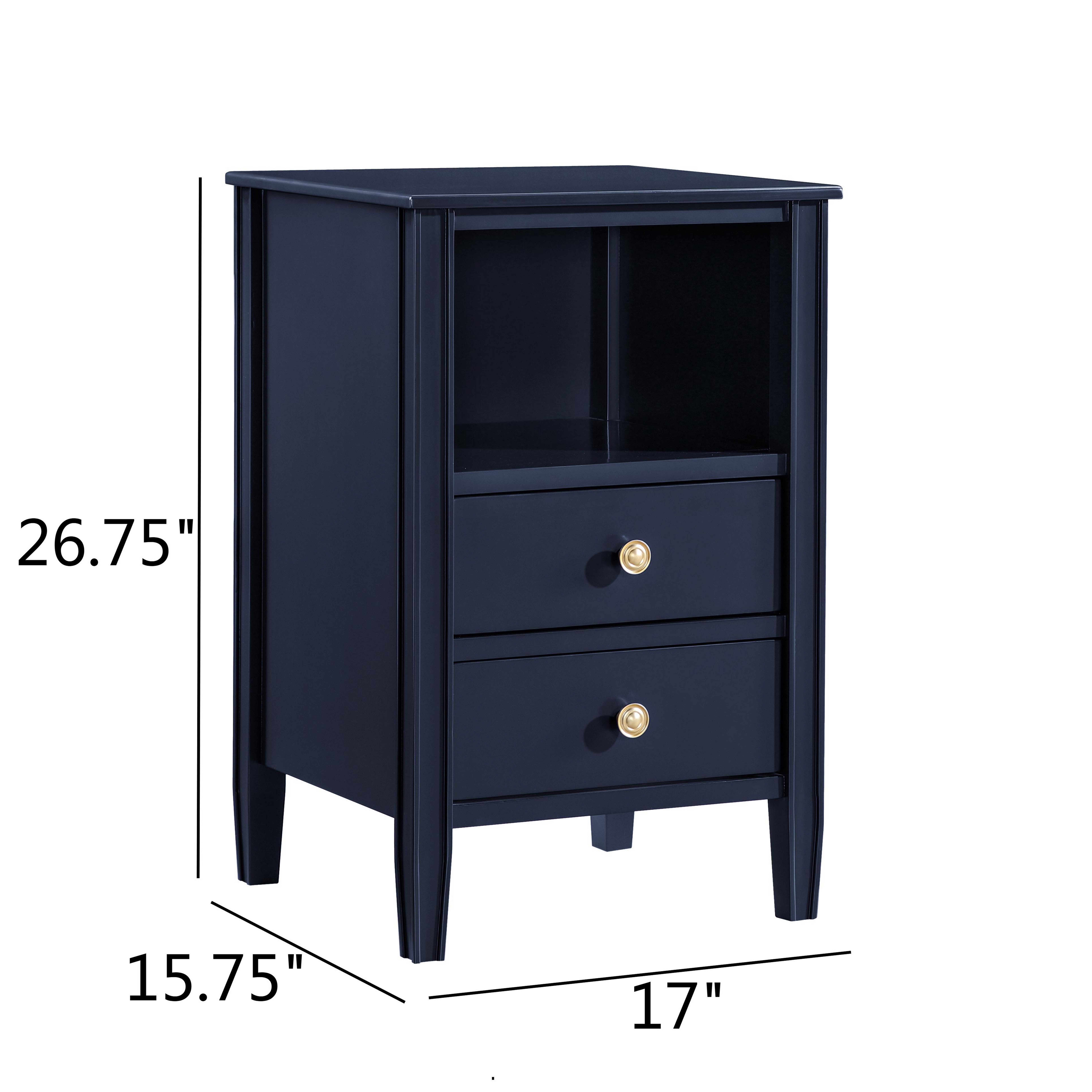 Westhaven 2-Drawer Nightstand with Open Shelf and Brushed Gold Knobs - Midnight Blue – image 10