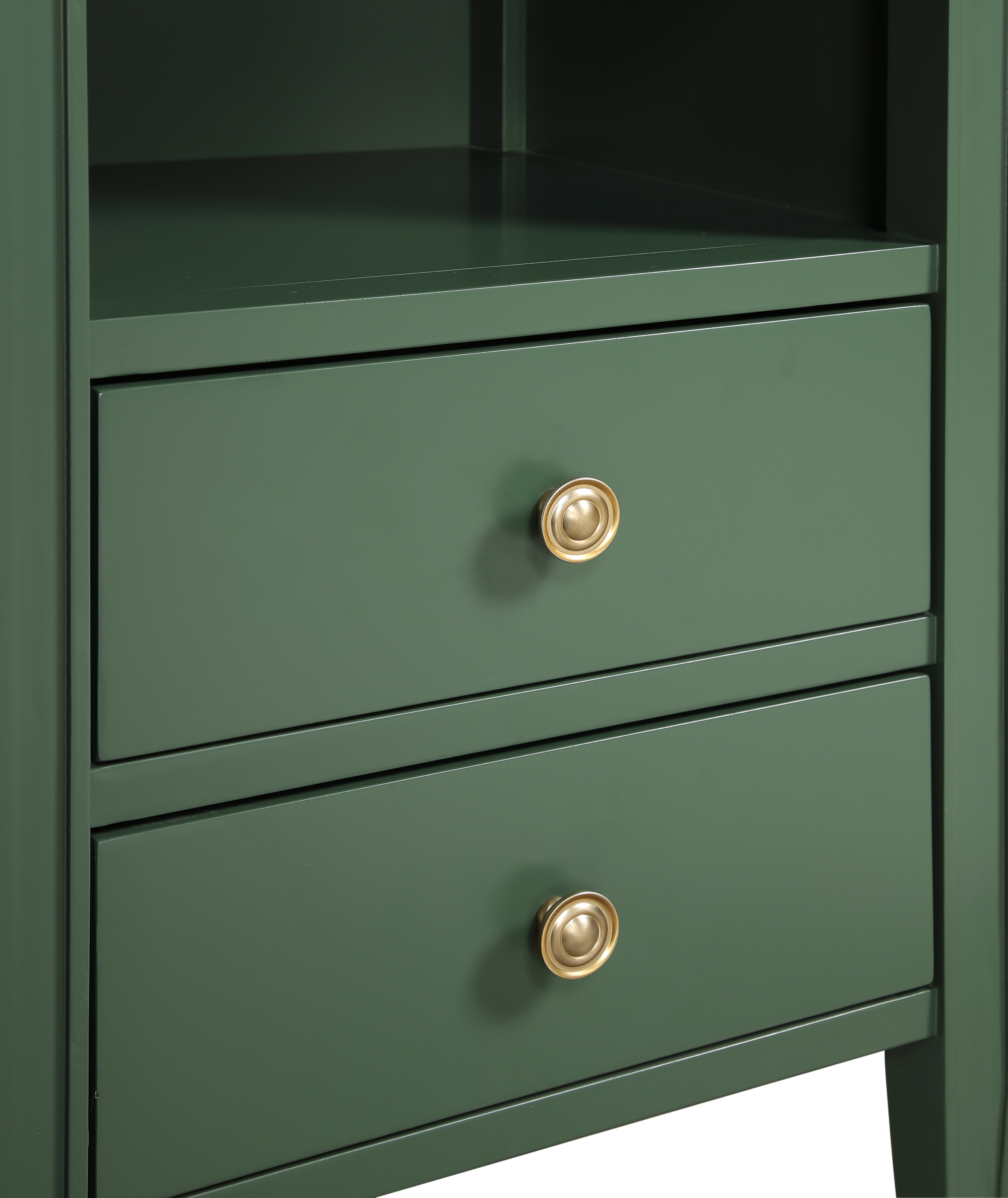 Westhaven 2-Drawer Nightstand with Open Shelf and Brushed Gold Knobs - Vintage Green – image 10