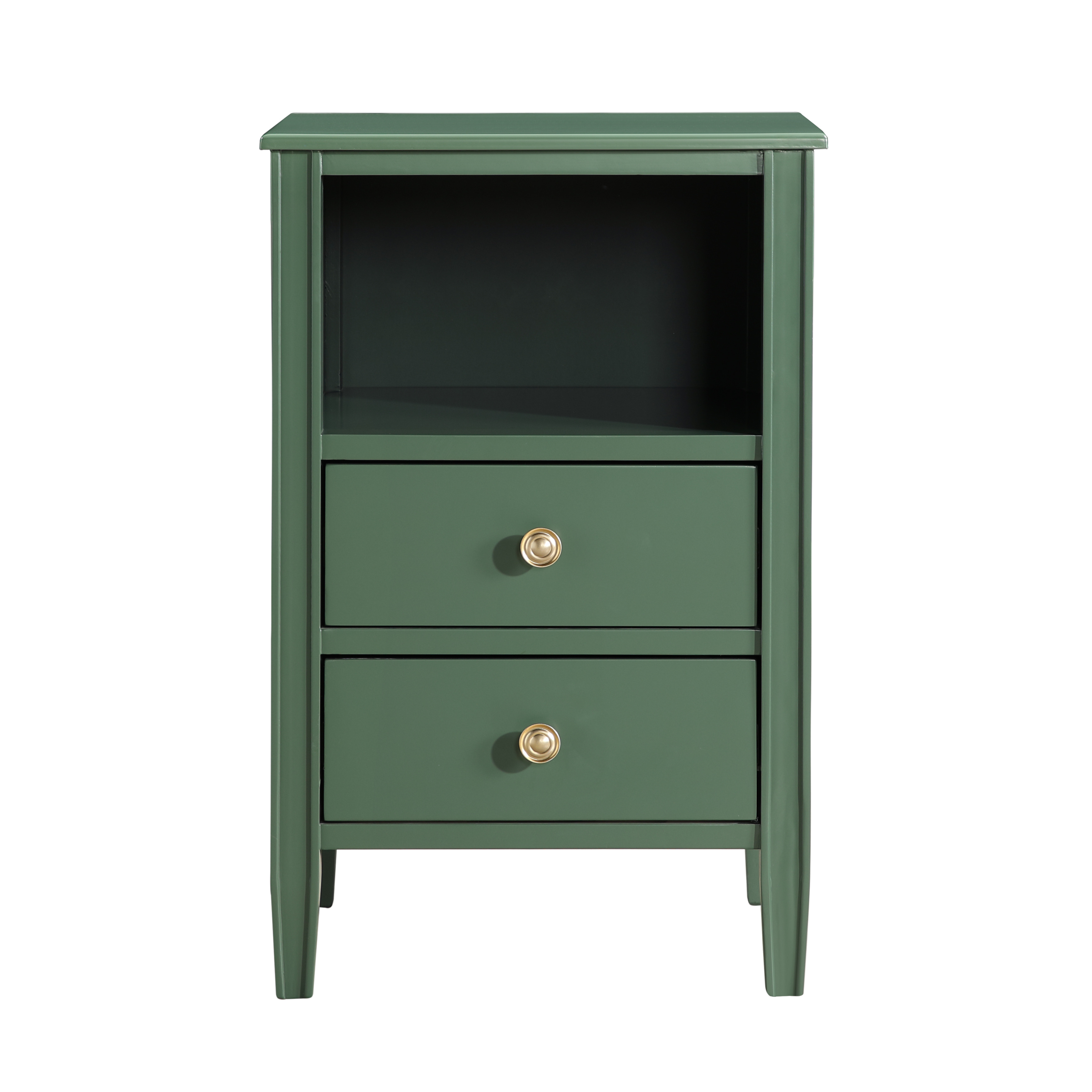 Westhaven 2-Drawer Nightstand with Open Shelf and Brushed Gold Knobs - Vintage Green – image 4
