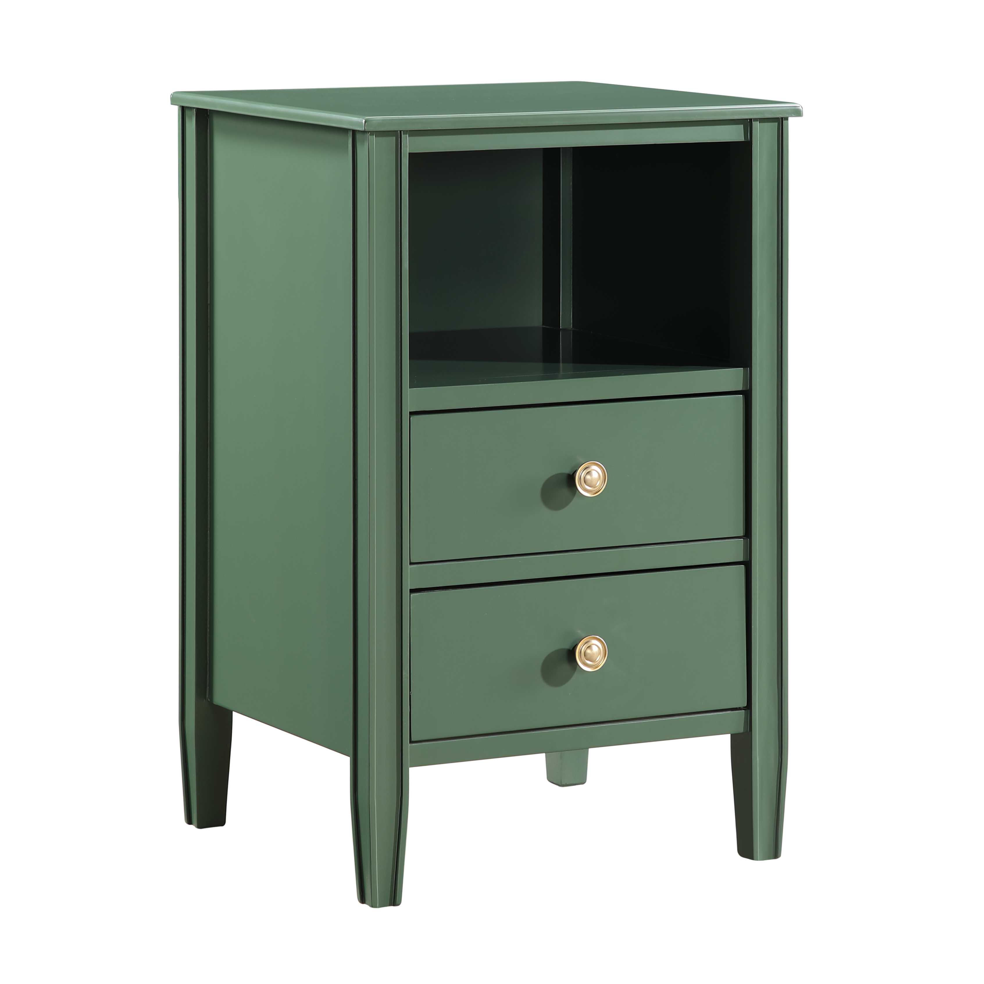 Westhaven 2-Drawer Nightstand with Open Shelf and Brushed Gold Knobs - Vintage Green – image 5