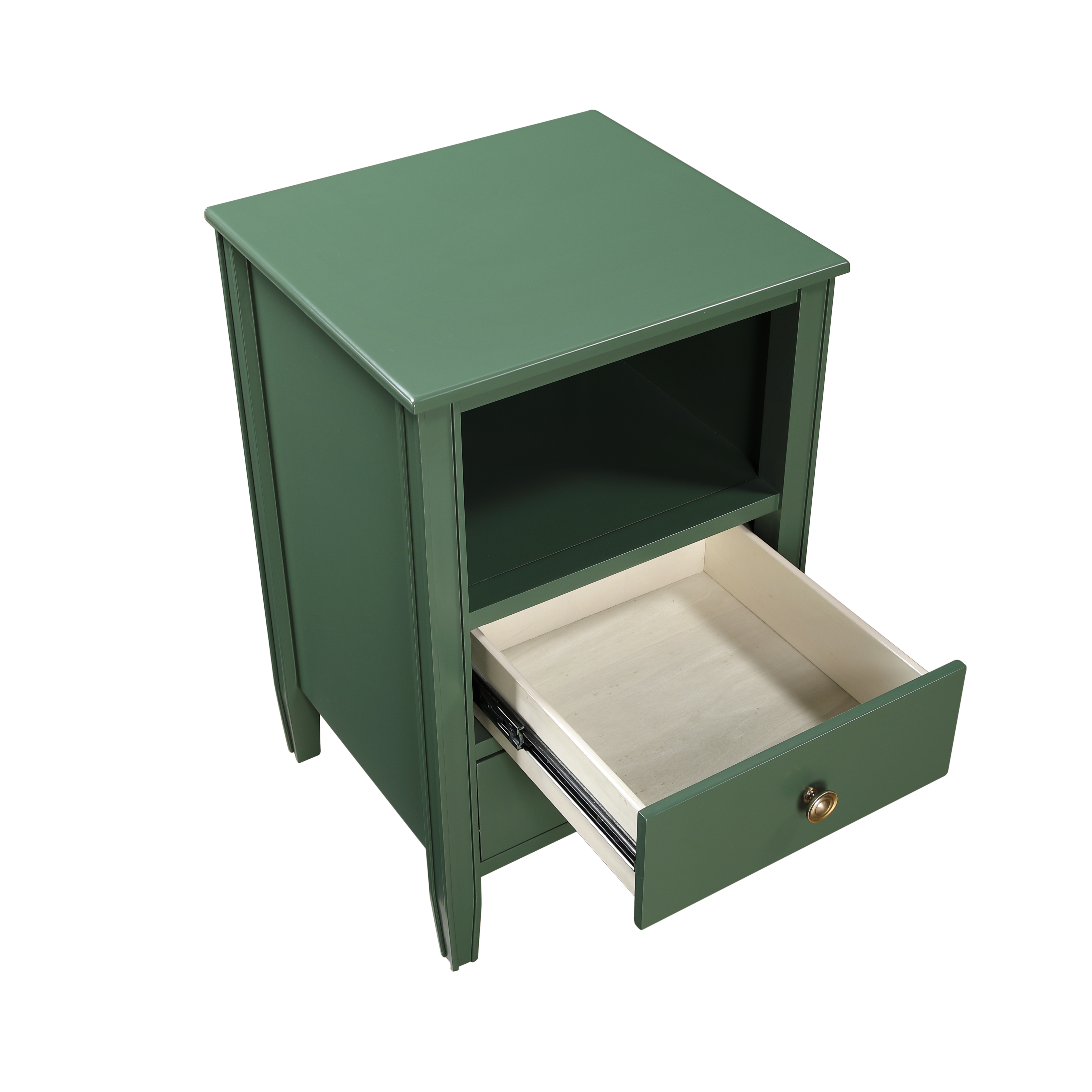 Westhaven 2-Drawer Nightstand with Open Shelf and Brushed Gold Knobs - Vintage Green – image 6
