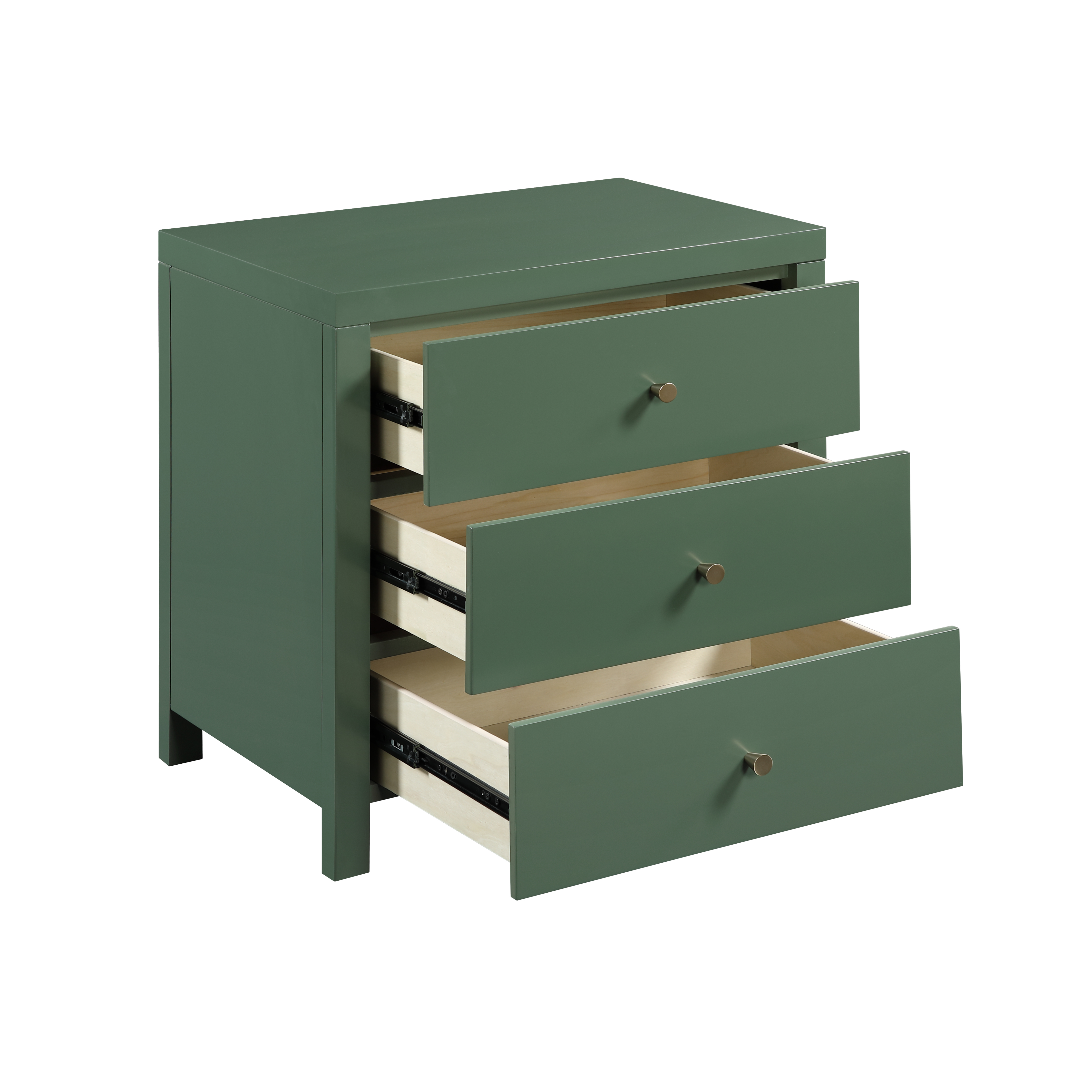 Newburgh 3-Drawer Nightstand with Brushed Gold Knobs - No Assembly Required - Vintage Green – image 9