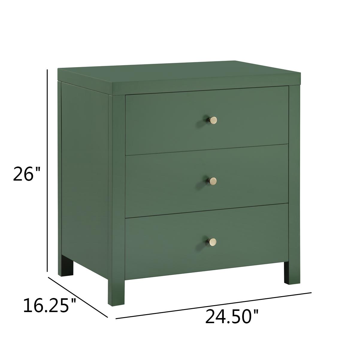 Newburgh 3-Drawer Nightstand with Brushed Gold Knobs - No Assembly Required - Vintage Green – image 12