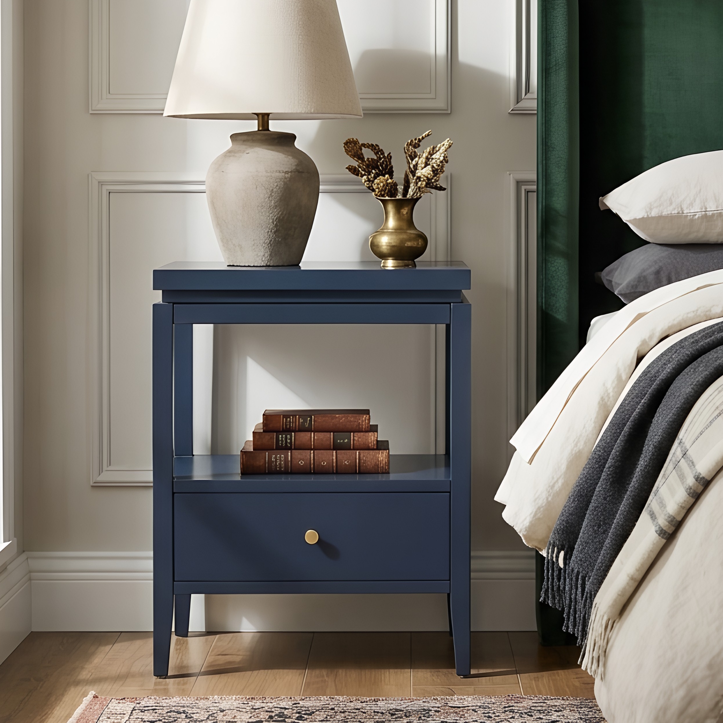 Olathe 1-Drawer Nightstand with Floating Top and Hidden Pull-Out Tray