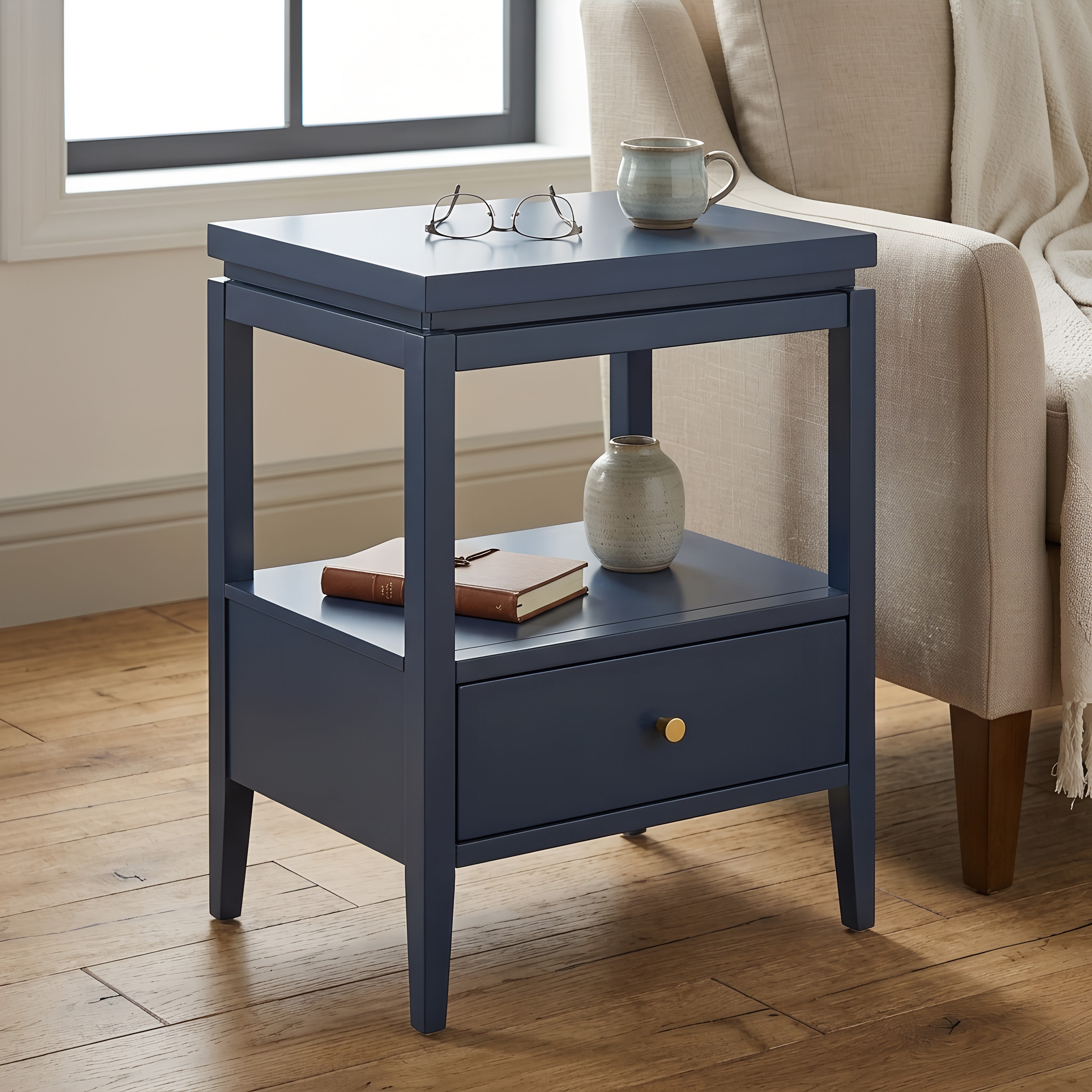 Olathe 1-Drawer Nightstand with Floating Top and Hidden Pull-Out Tray – image 11