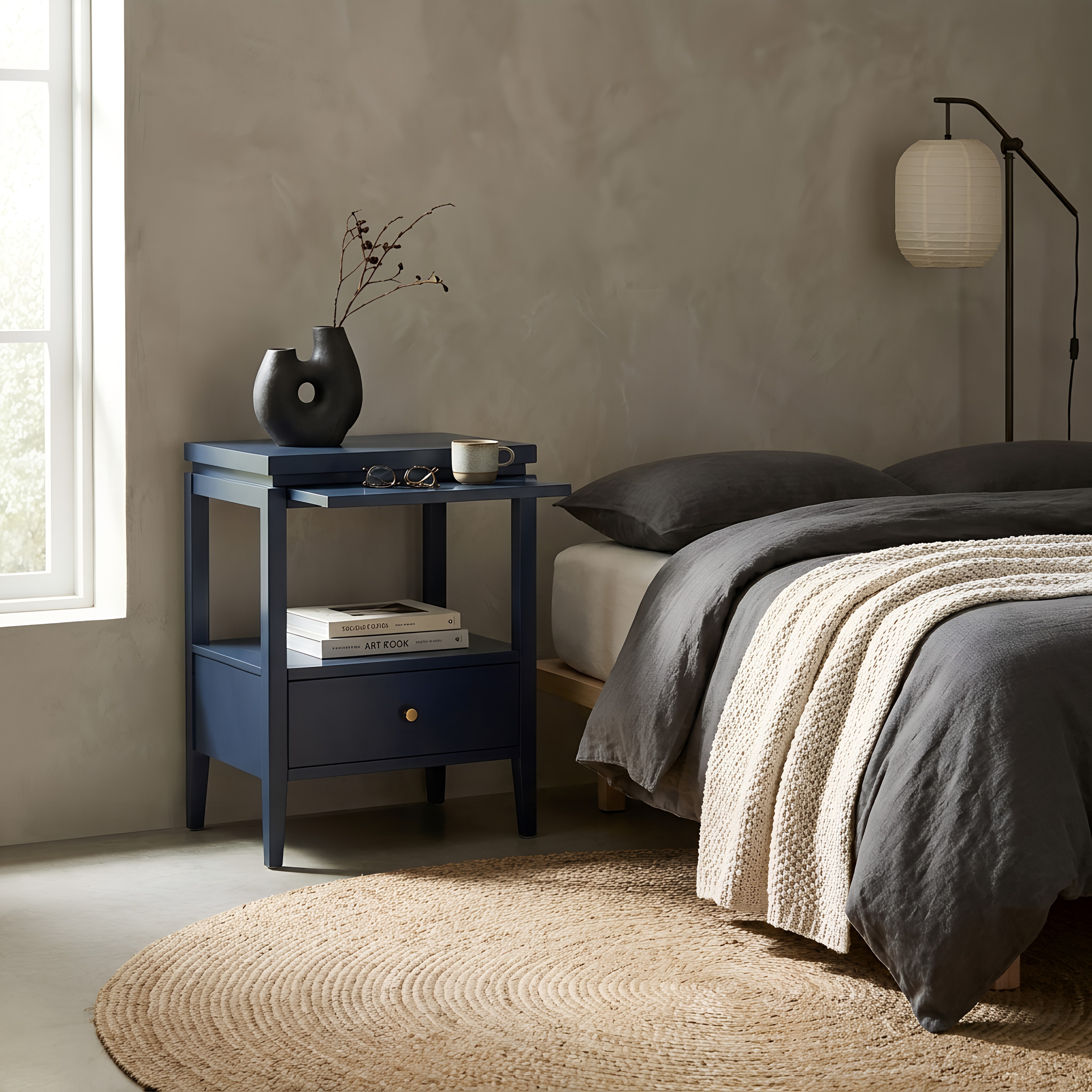 Olathe 1-Drawer Nightstand with Floating Top and Hidden Pull-Out Tray – image 2