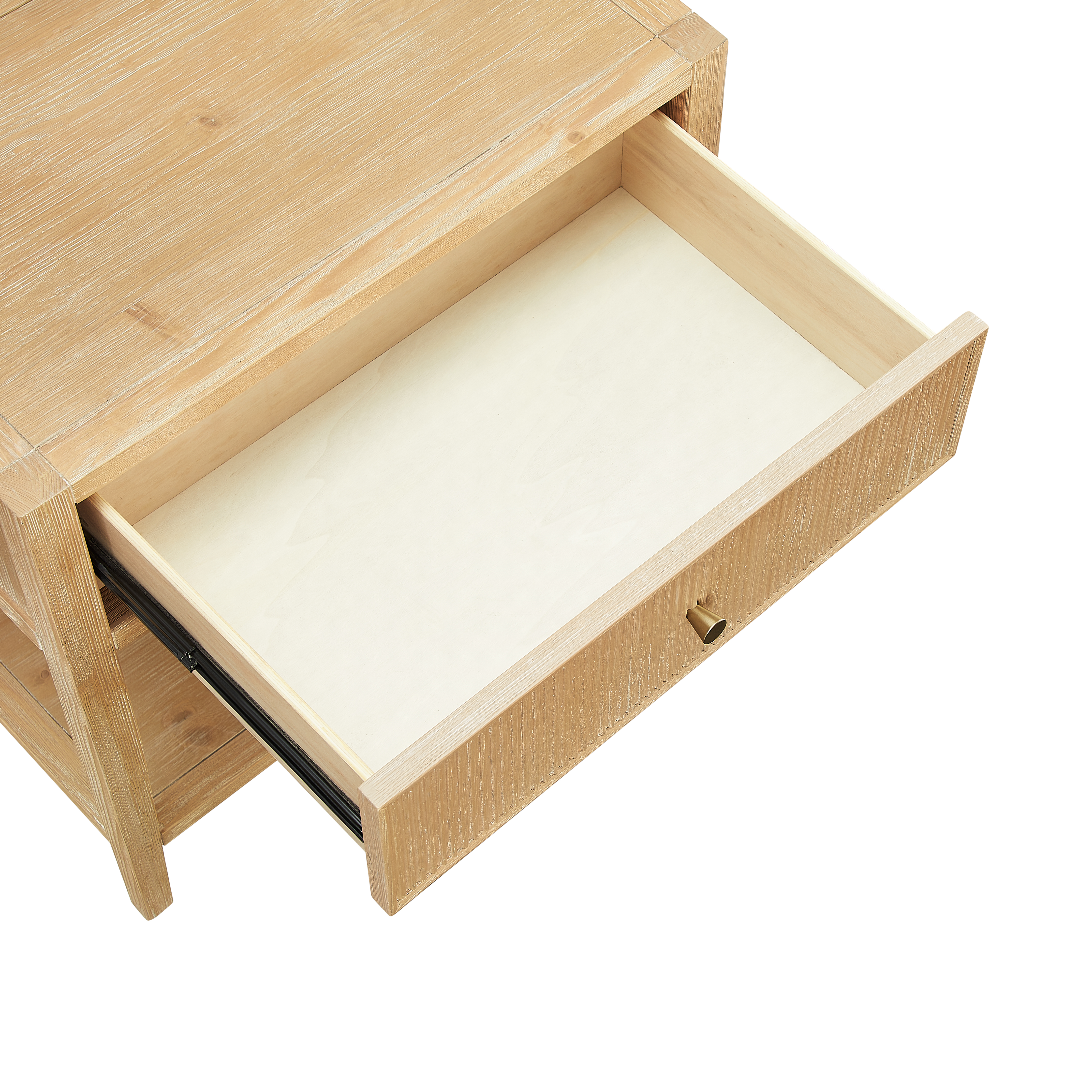 Fallbrook Pine 1-Drawer Nightstand with Reeded Drawer Front and Gold Drawer Pull – image 10