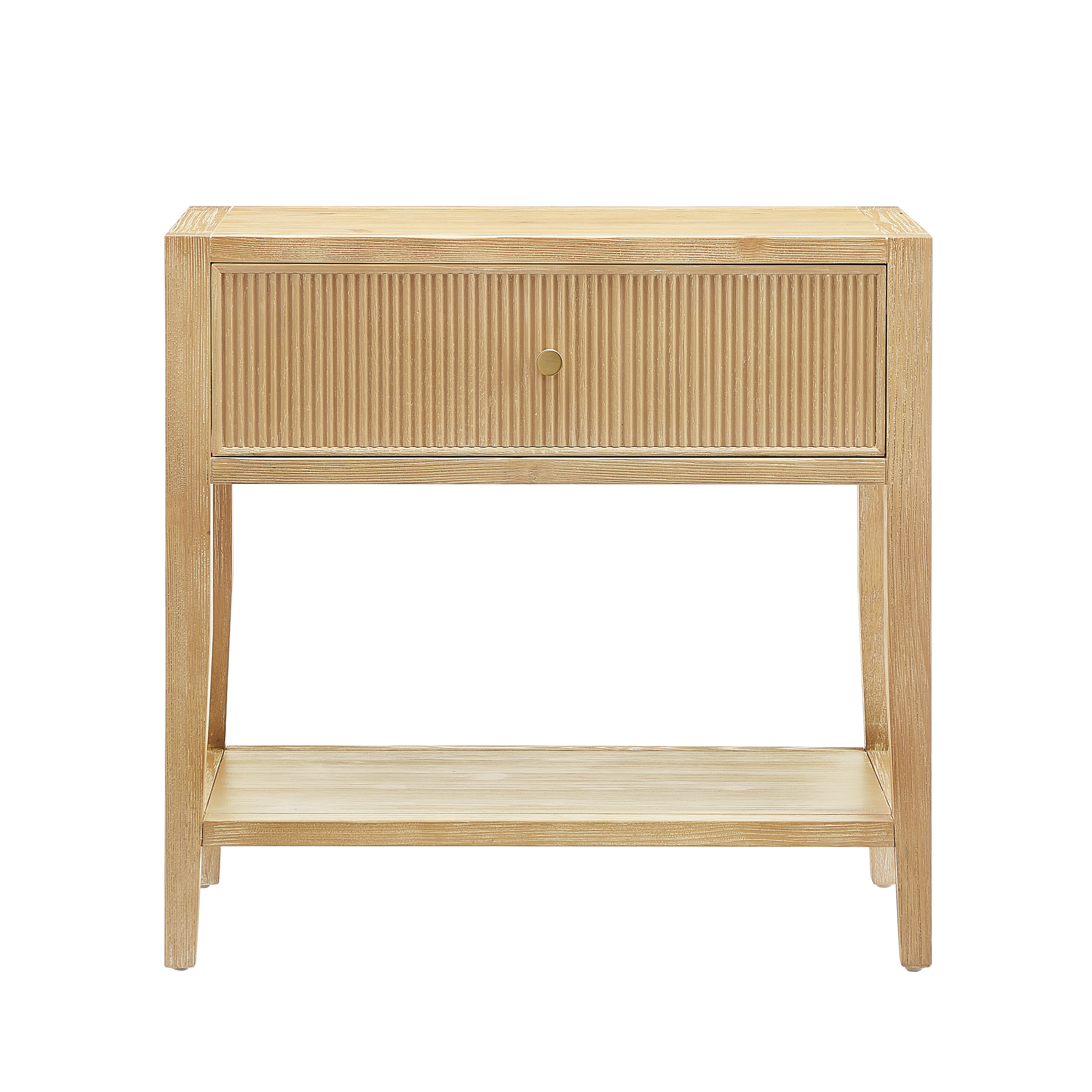 Fallbrook Pine 1-Drawer Nightstand with Reeded Drawer Front and Gold Drawer Pull – image 3