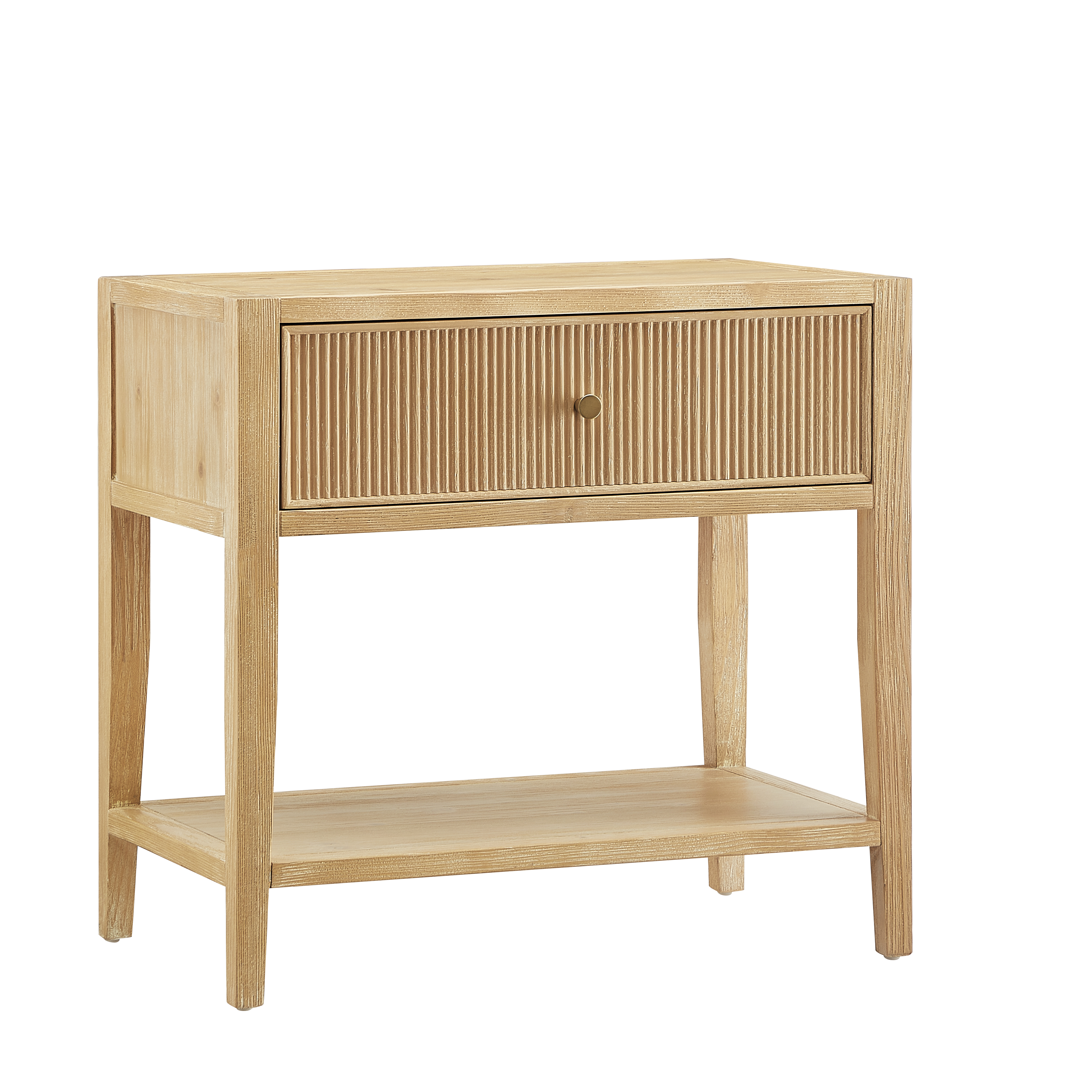 Fallbrook Pine 1-Drawer Nightstand with Reeded Drawer Front and Gold Drawer Pull – image 5